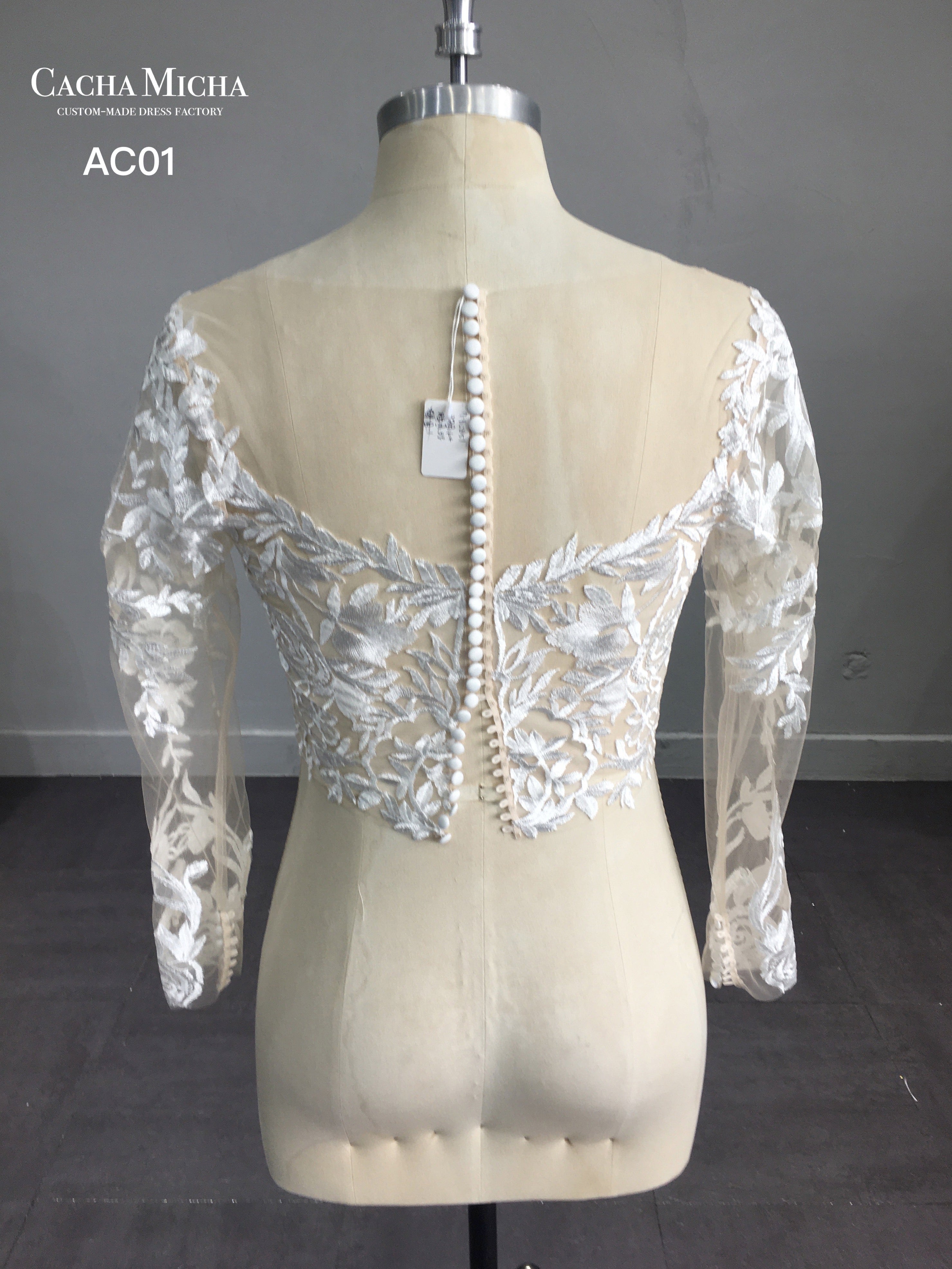 Custom made Wedding Dress supplier -Long Sleeves lace Jacket