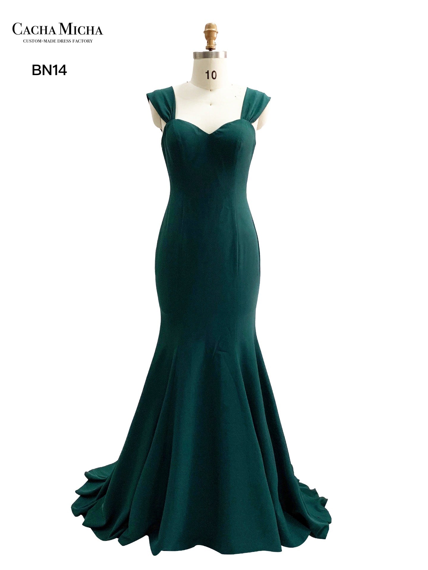 Emerald Green Crepe Mermaid Bridesmaid Dress BN14