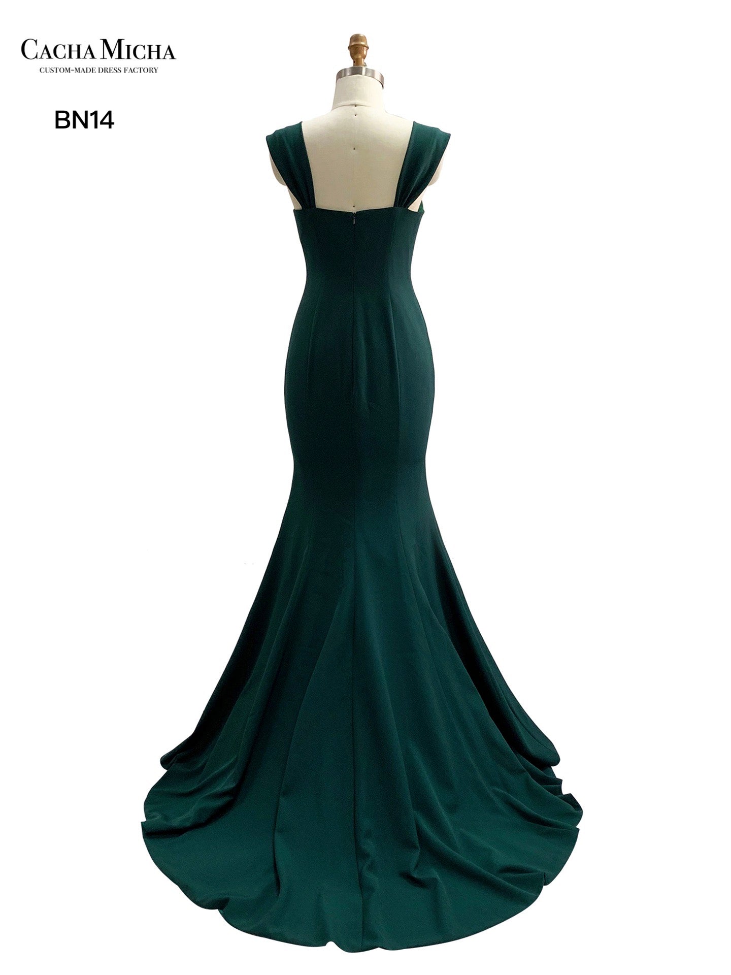 Emerald Green Crepe Mermaid Bridesmaid Dress BN14