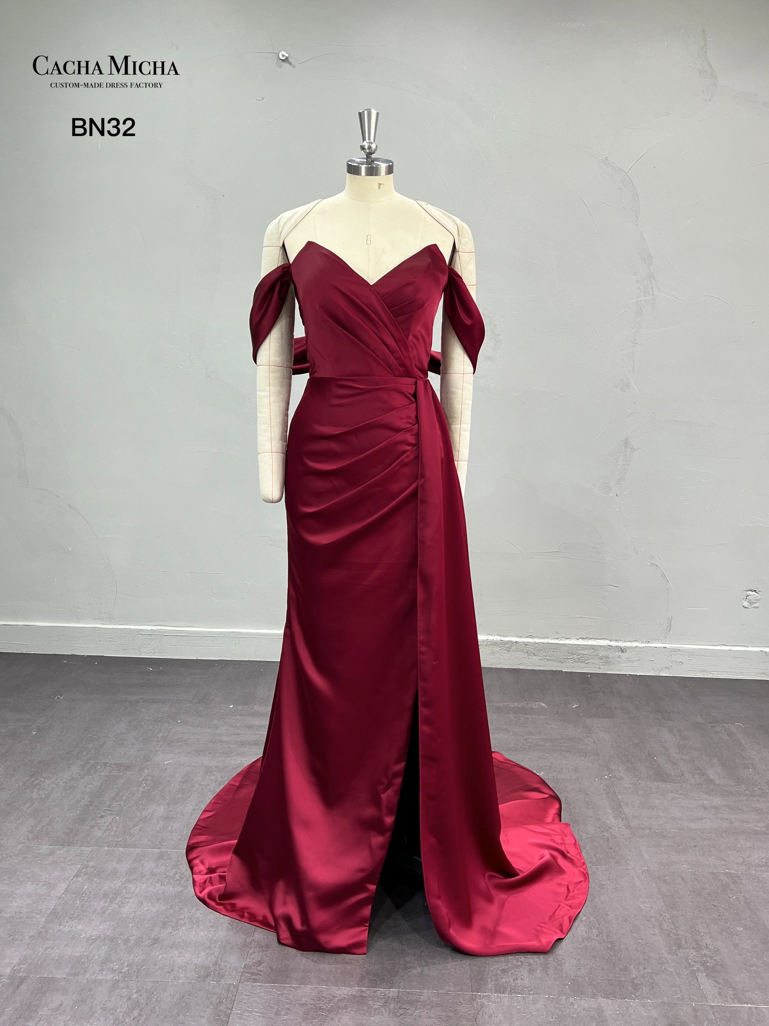 Off The Shoulder Burgundy Red Bridesmaid Dress BN32