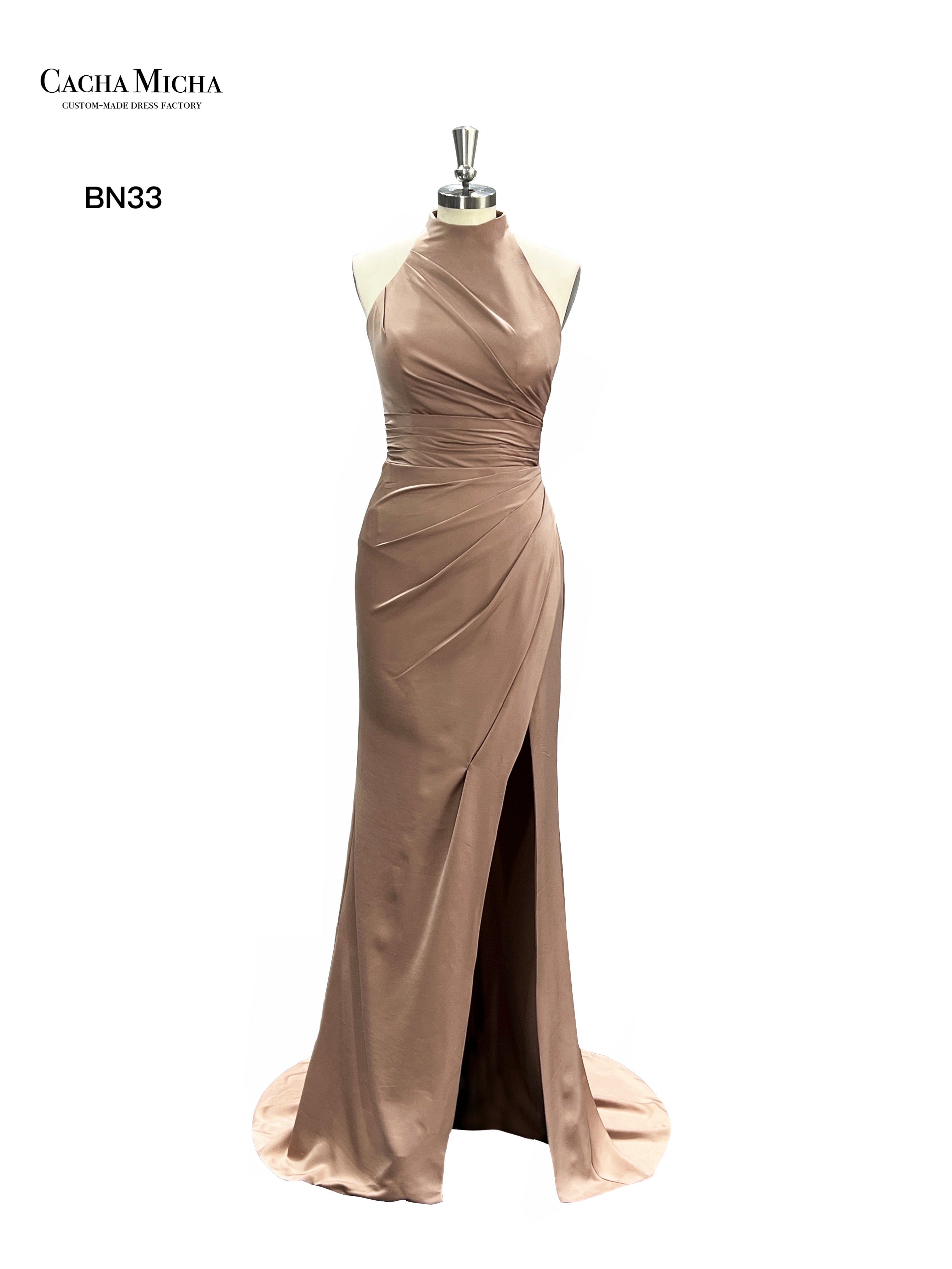 High Neck Champagne Bridesmaid Dress BN33