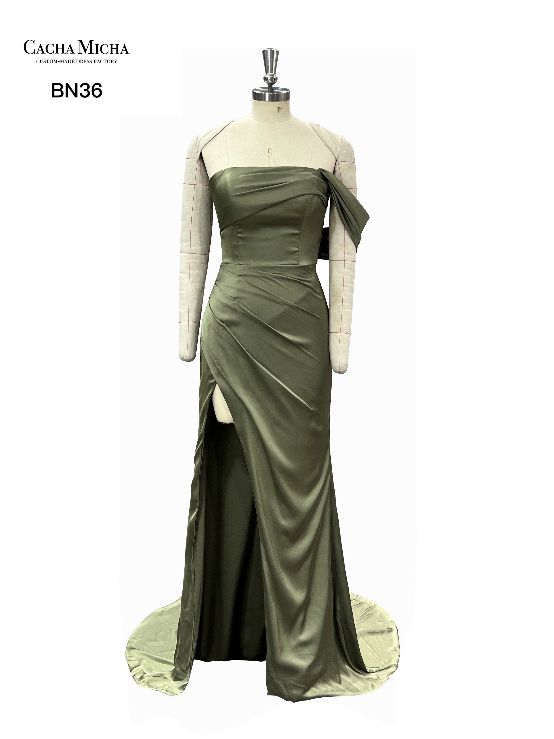 One Shoulder Emerald Green Bridesmaid Dress BN36