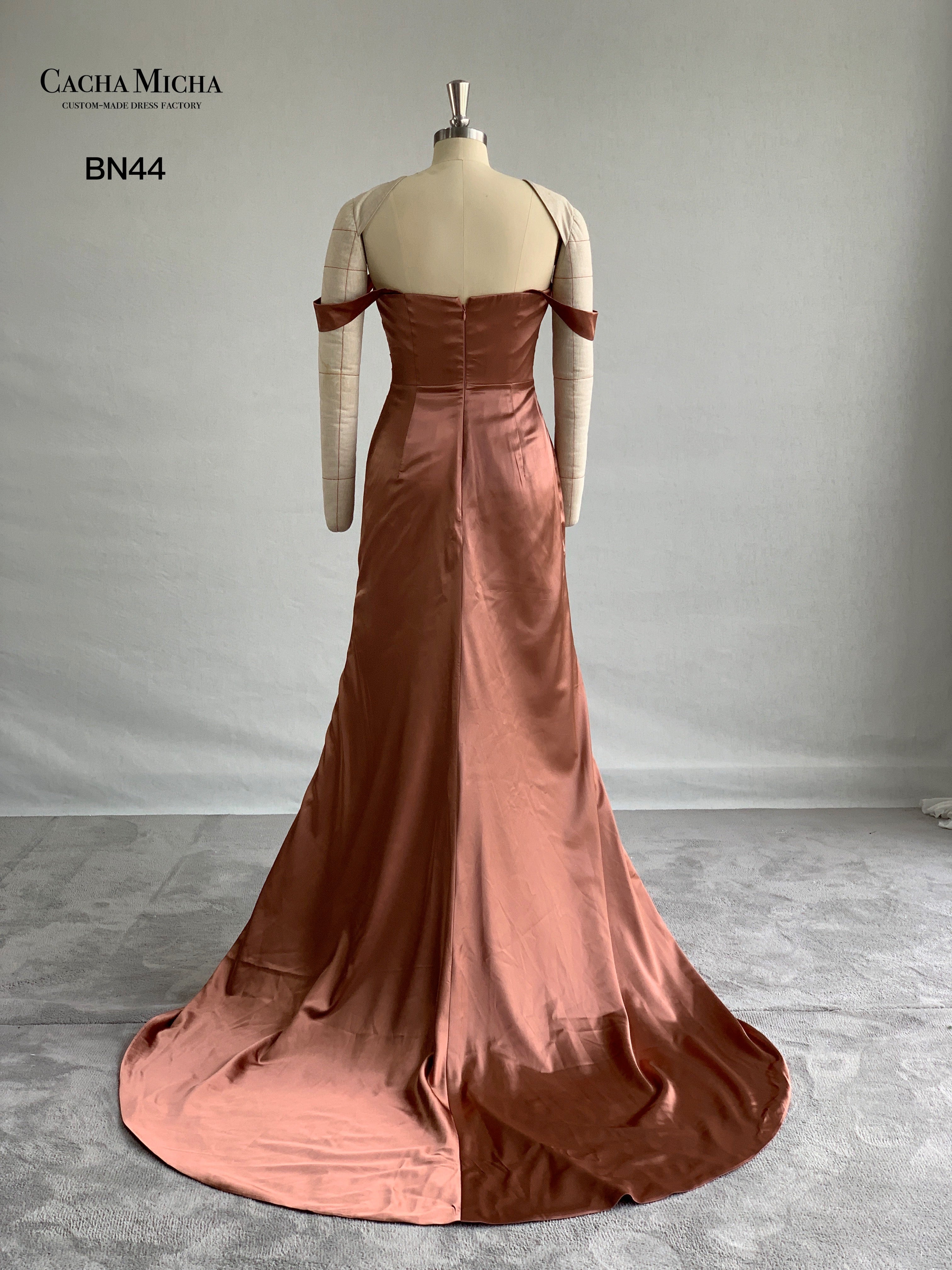 Off Shoulder Satin Bridesmaid Dress BN48