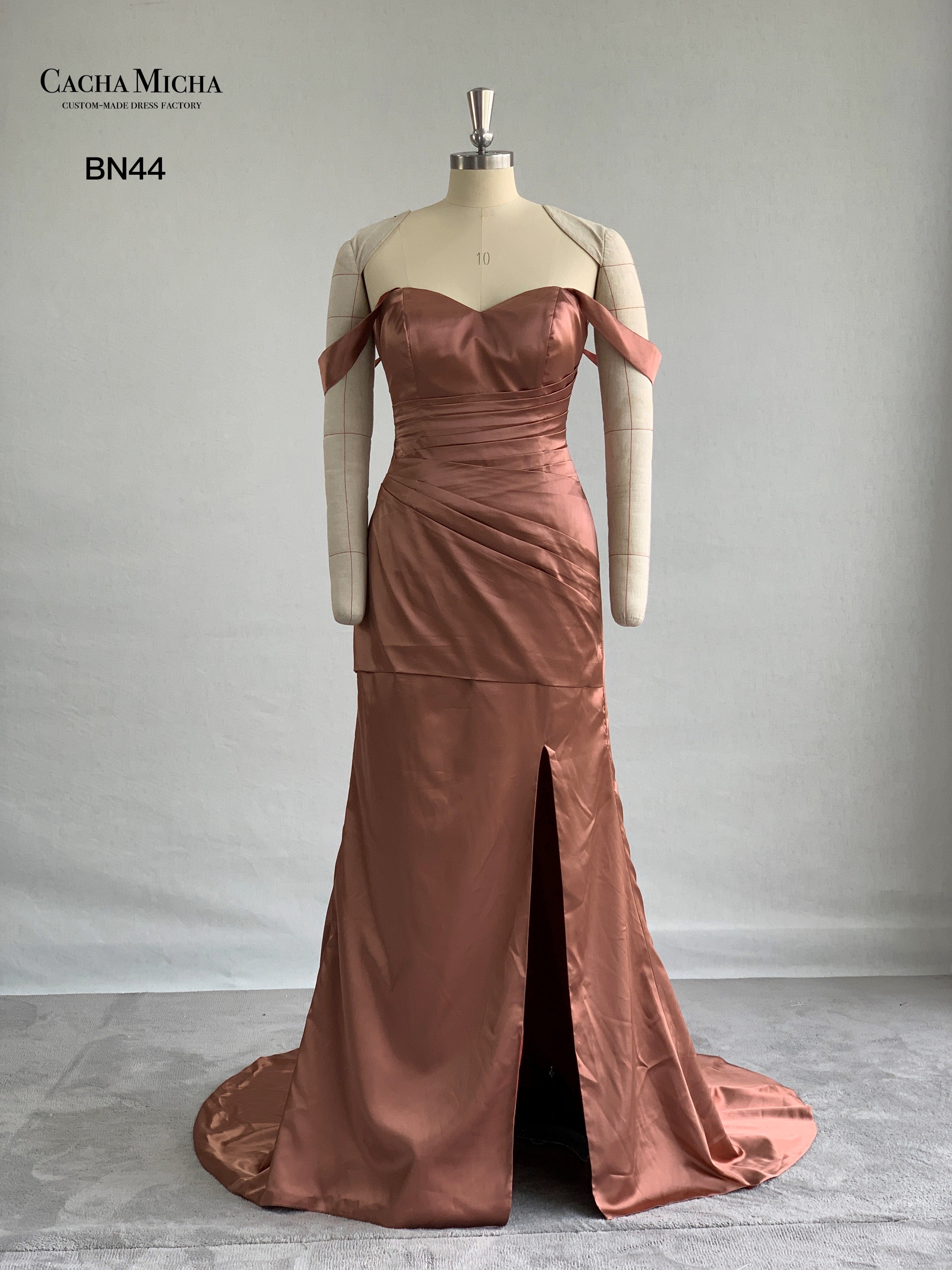 Off Shoulder Satin Bridesmaid Dress BN48