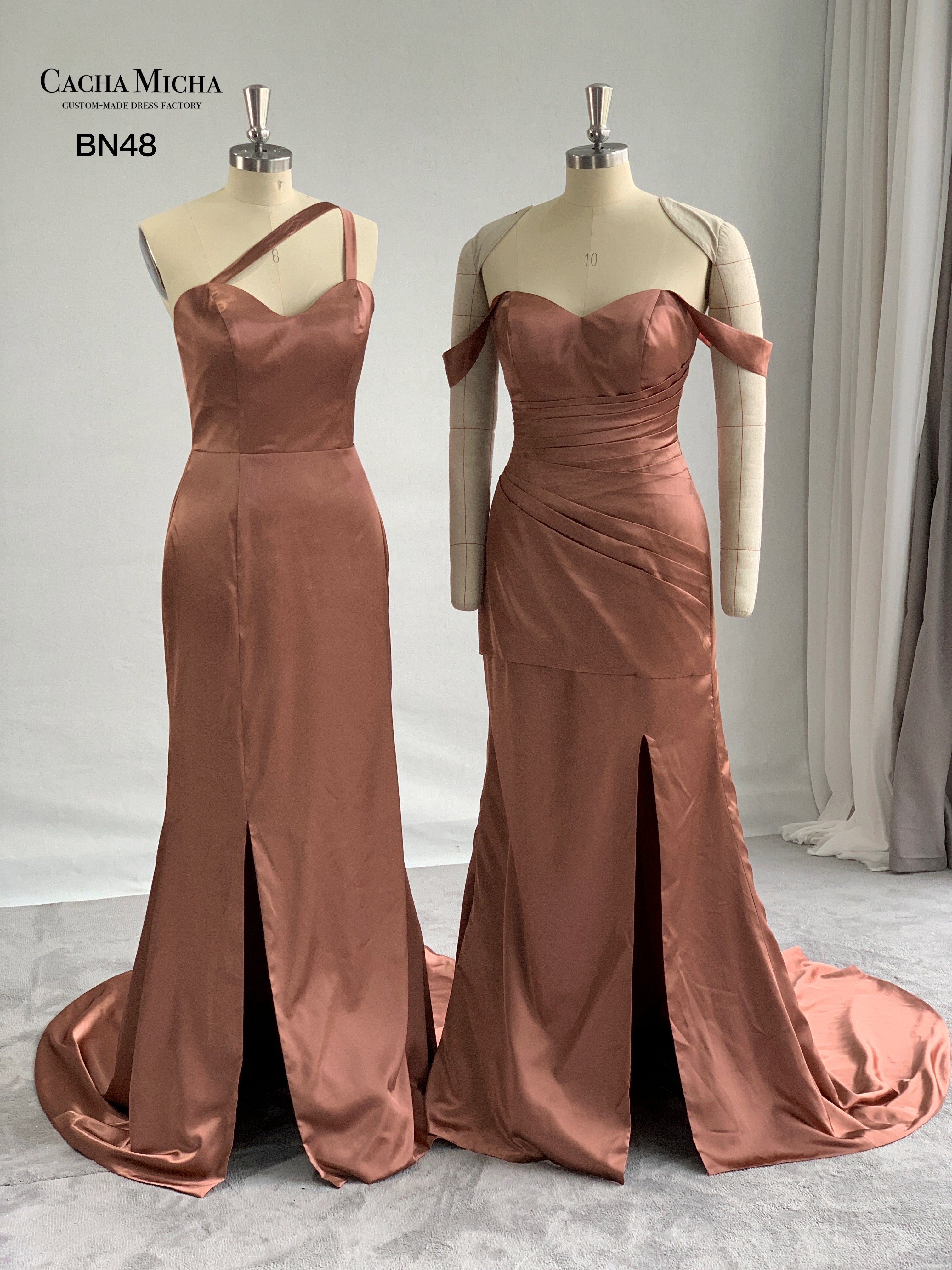 Off Shoulder Satin Bridesmaid Dress BN48