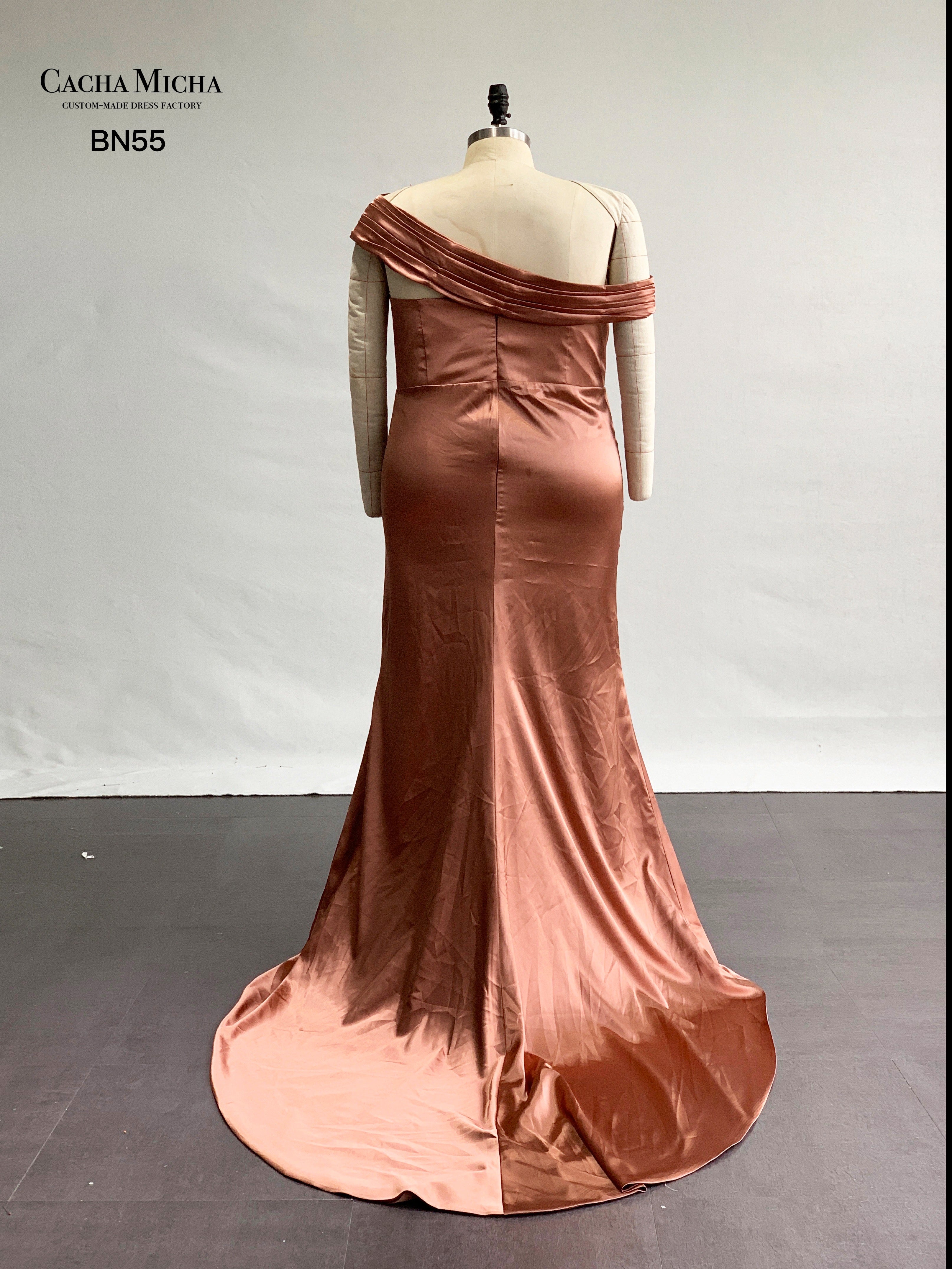 One Shoulder Straps Plus Size Bridesmaid Dress BN55