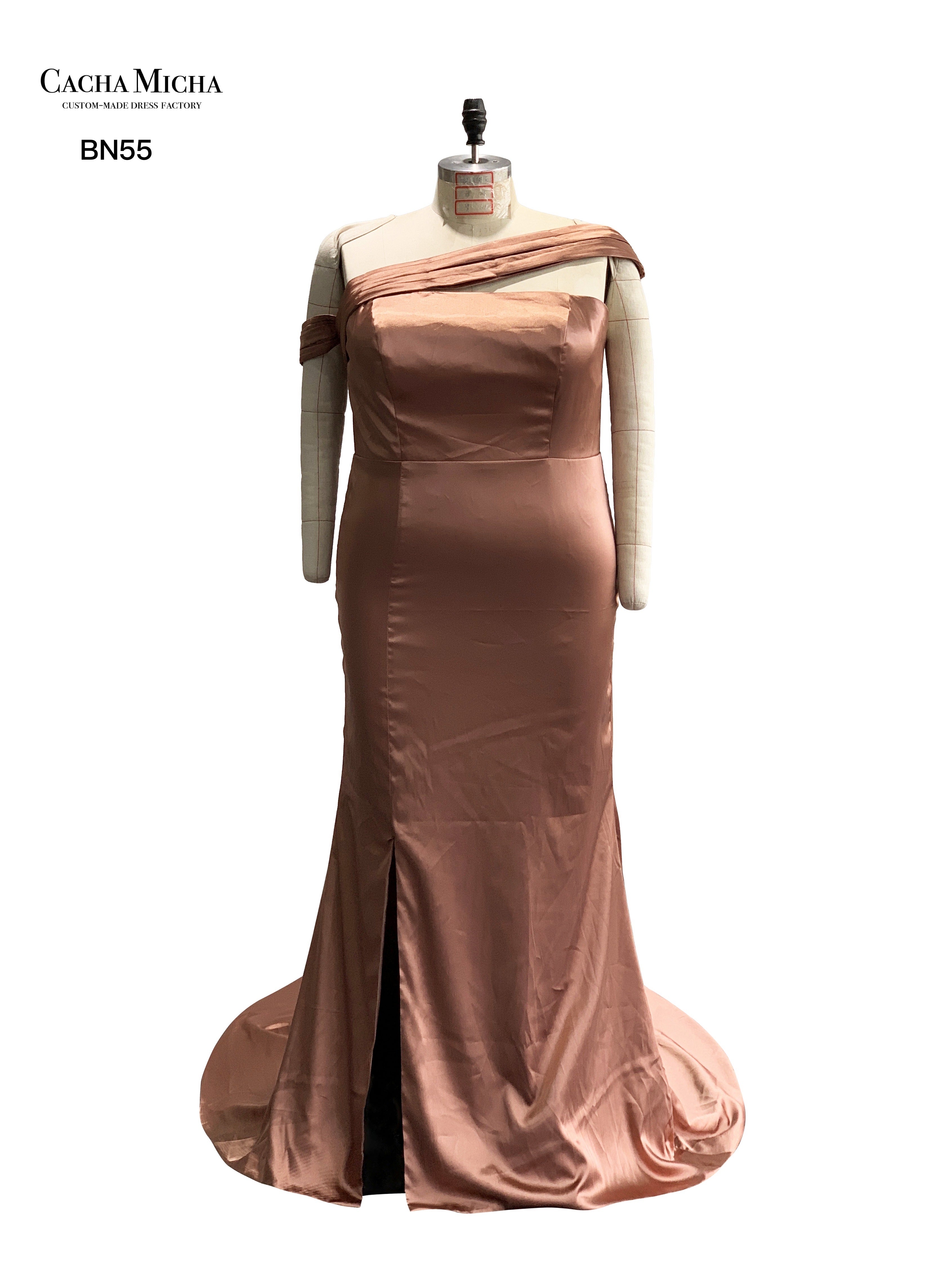 One Shoulder Straps Plus Size Bridesmaid Dress BN55