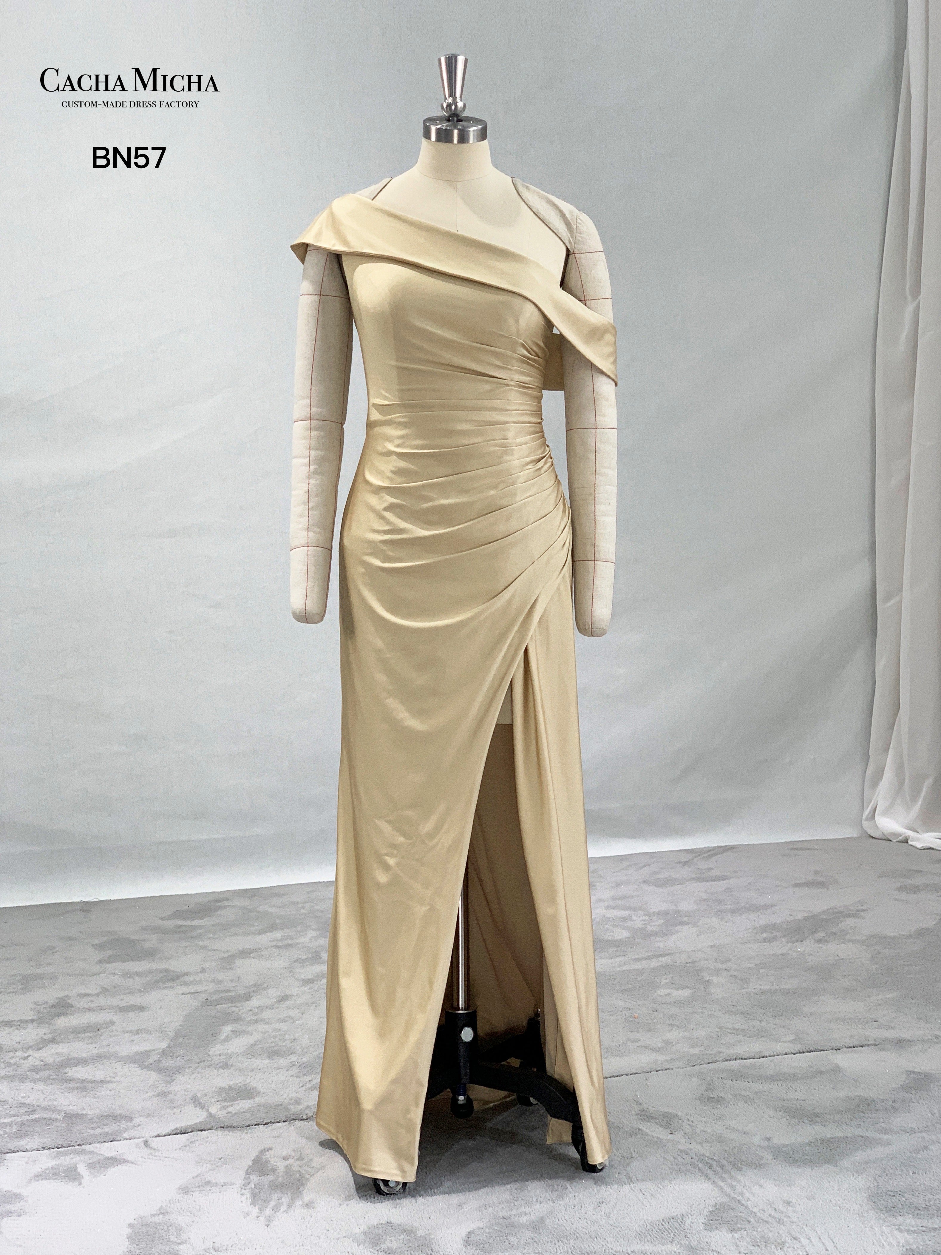 Champagne Color Jersey Bridesmaid Dress BN57