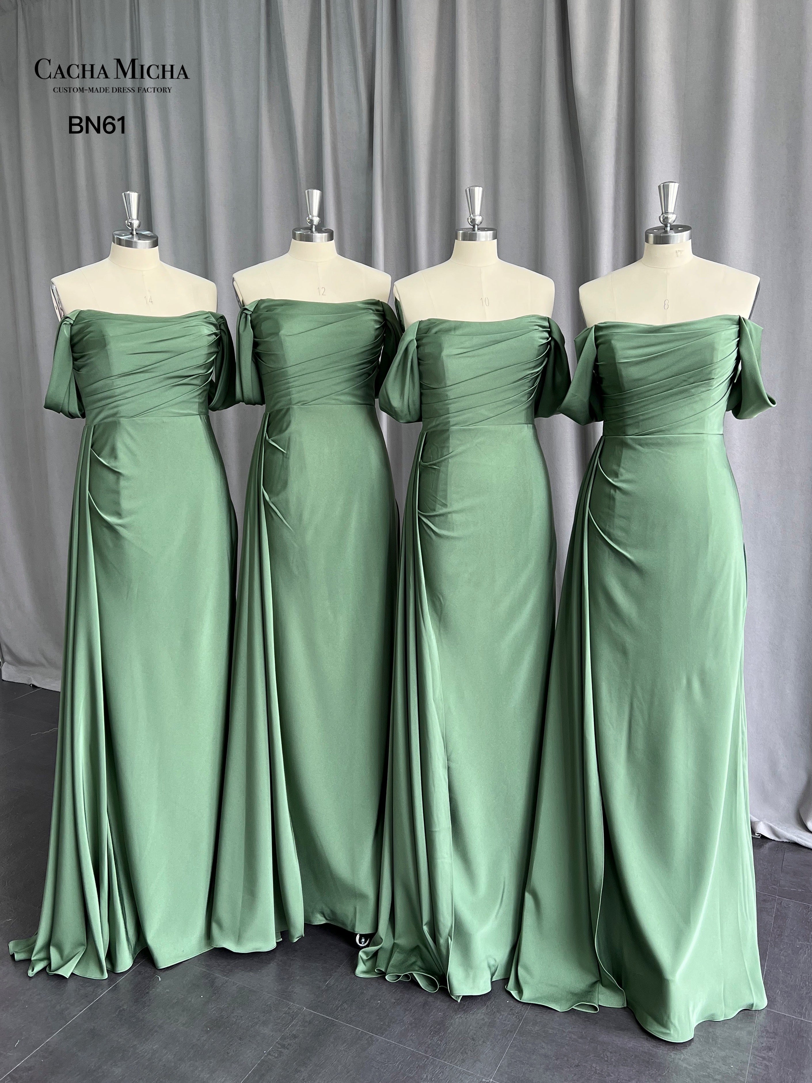 Off Shoulder Green Bridesmaid Dress BN61