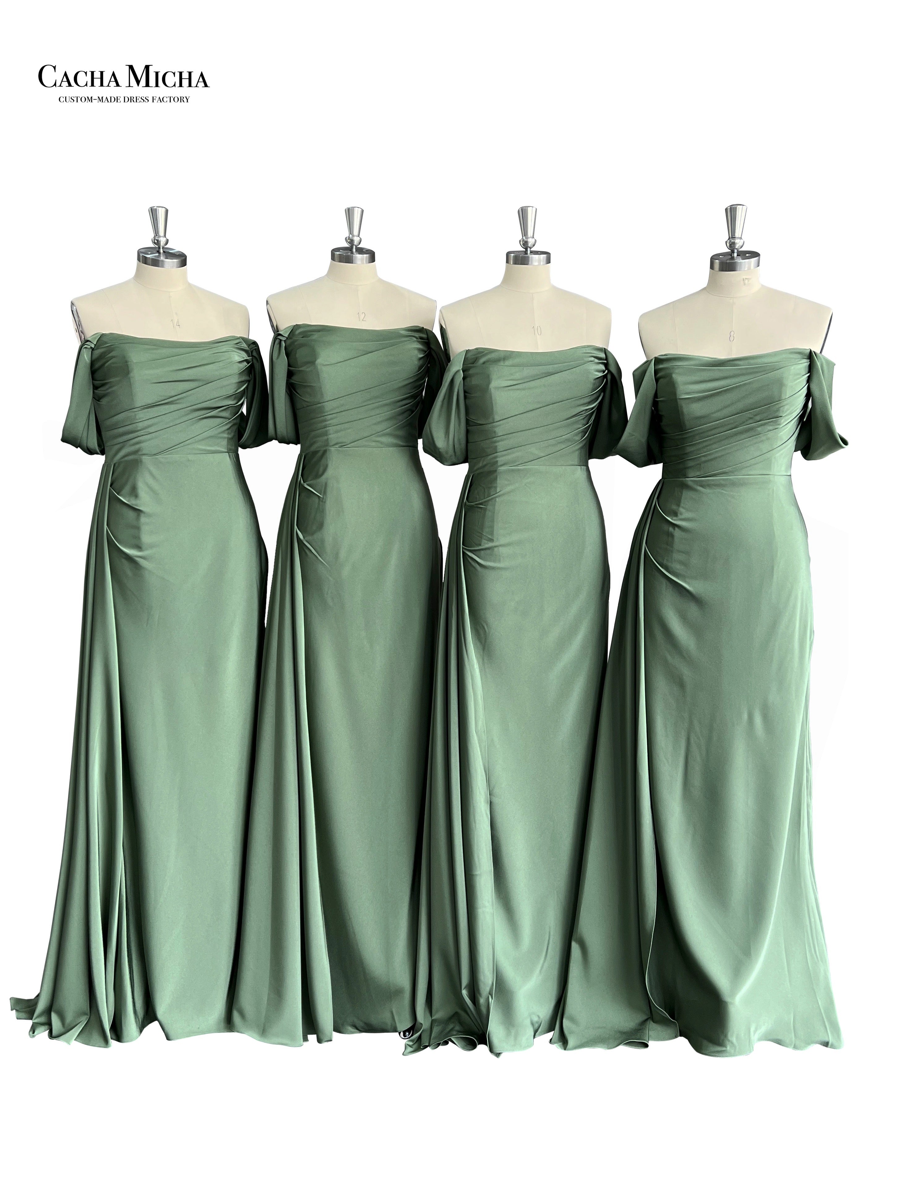 Off Shoulder Green Bridesmaid Dress BN61