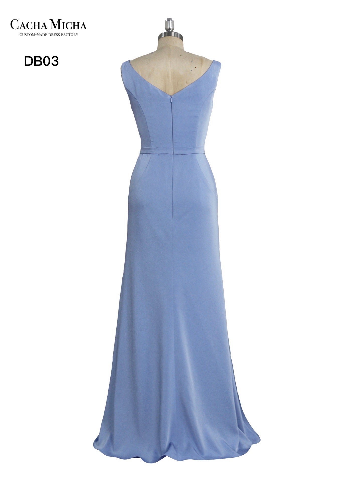 V Neck Trumpet Satin Bridesmaid Dress DB03
