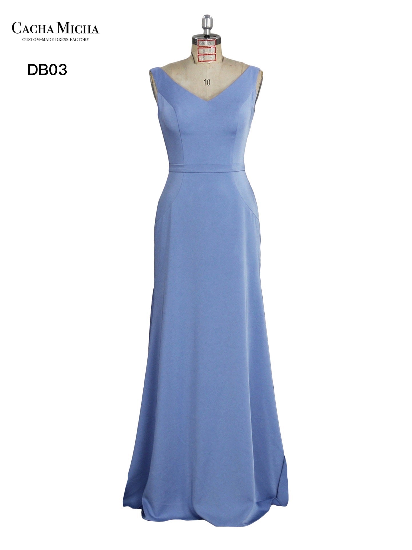 V Neck Trumpet Satin Bridesmaid Dress DB03