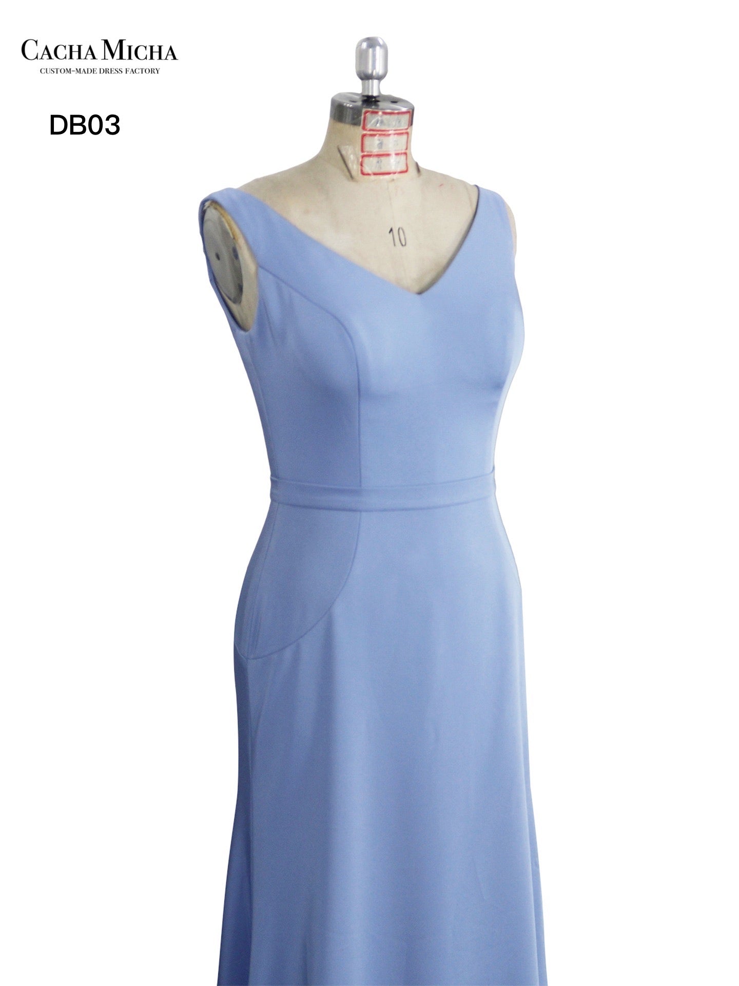 V Neck Trumpet Satin Bridesmaid Dress DB03