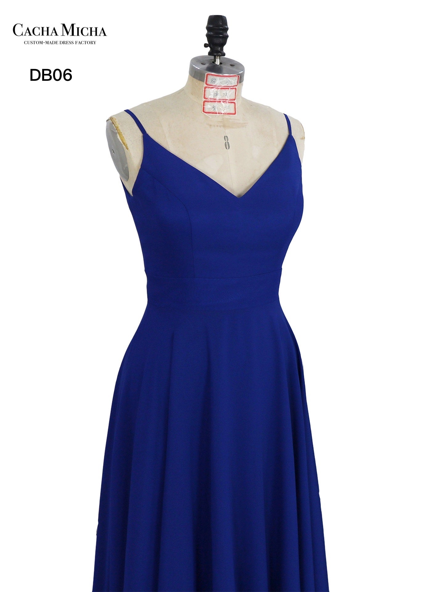 Spaghetti Straps Royal Blue Chiffon Bridesmaid Dress DB06