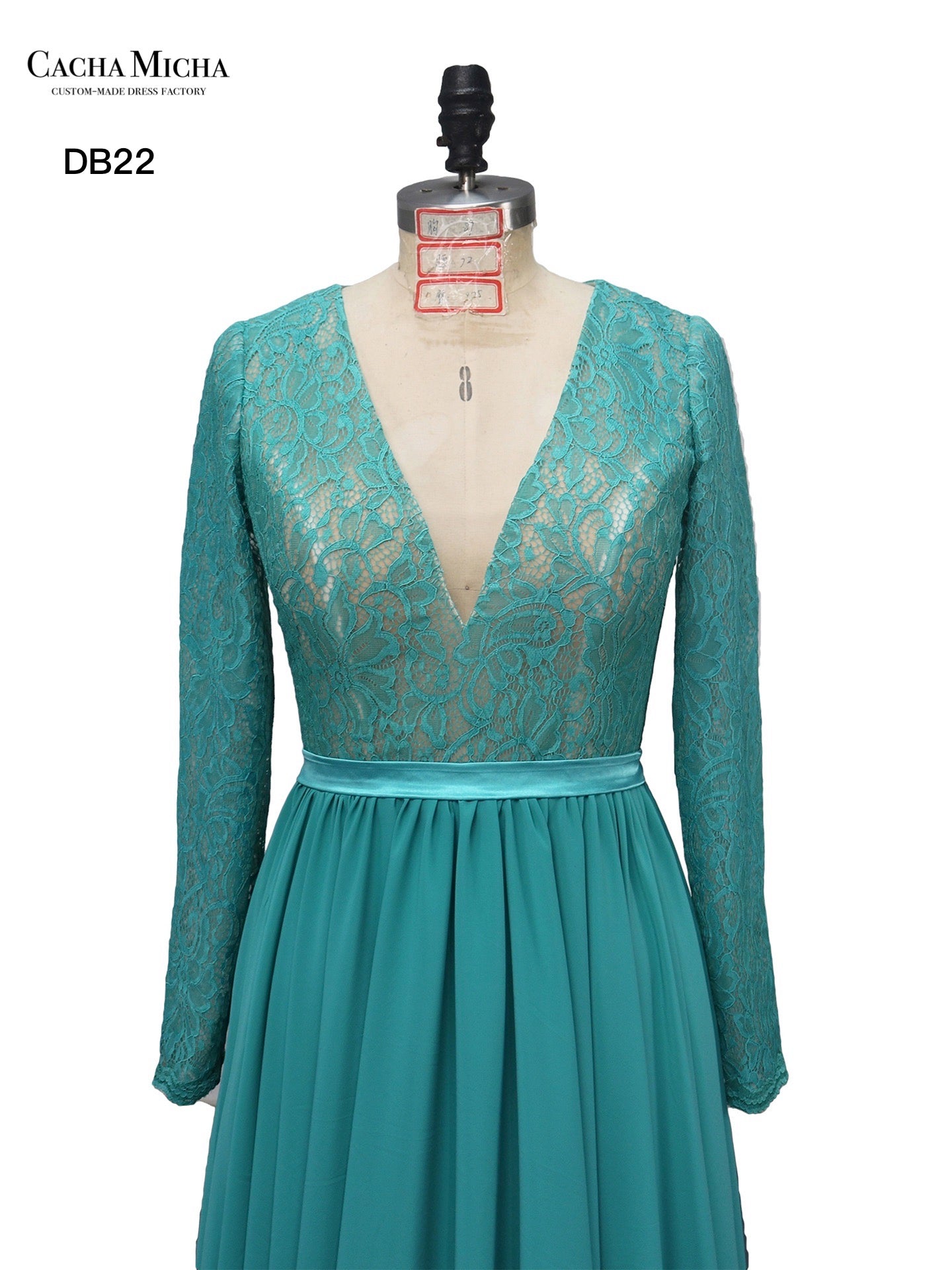 Lace Long Sleeves Chiffon Bridesmaid Dress DB22