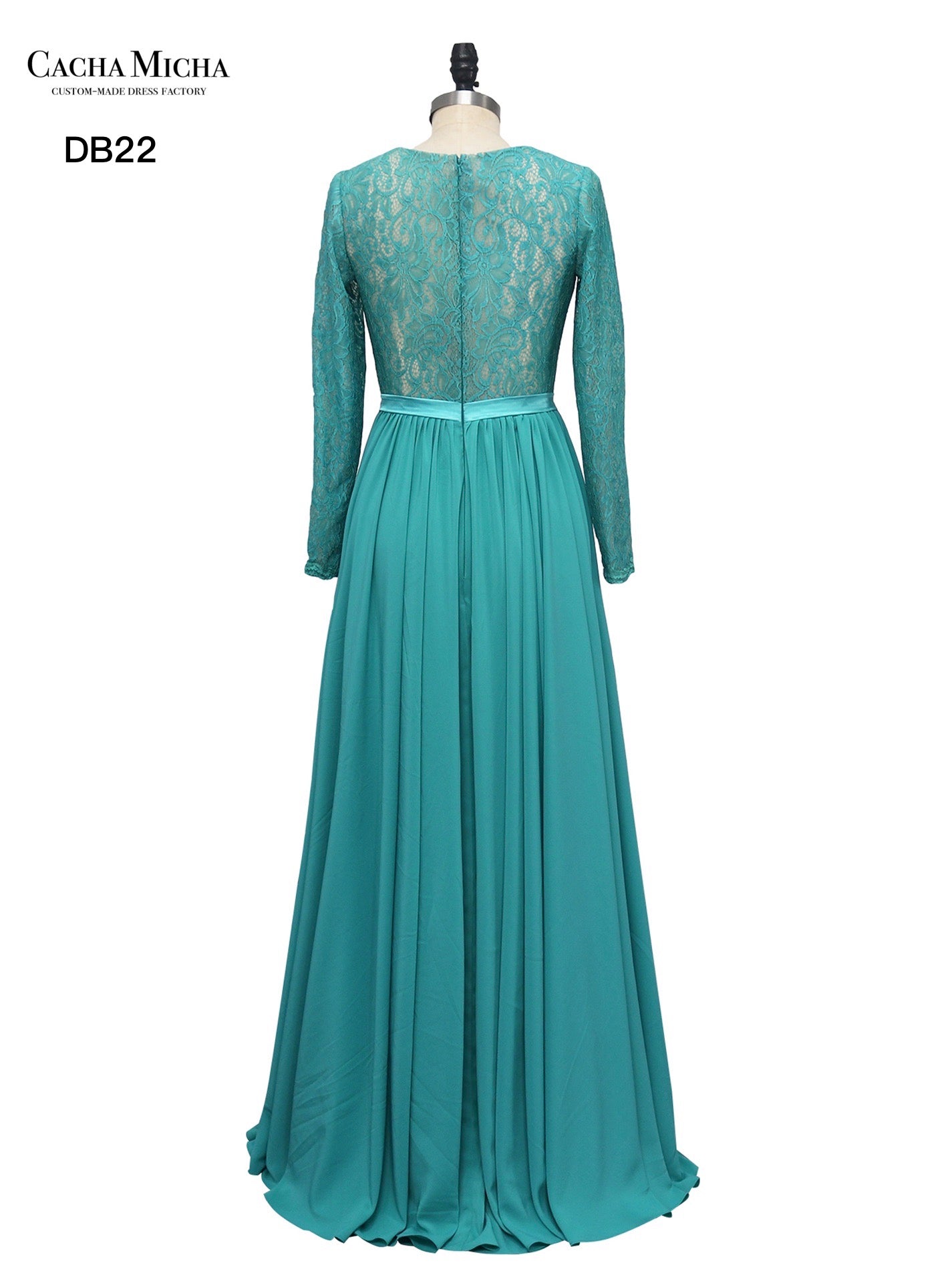Lace Long Sleeves Chiffon Bridesmaid Dress DB22