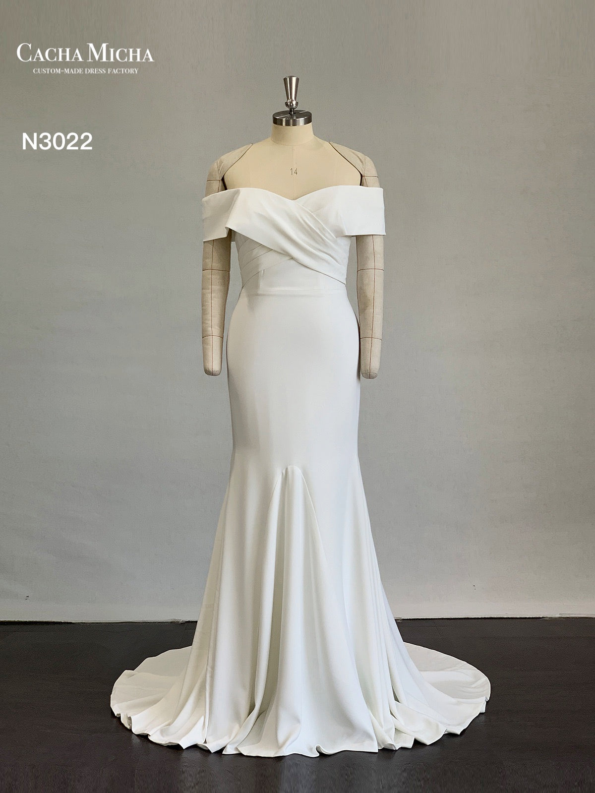 Classic Off Shoulder Crepe Mermaid Dresses N3022