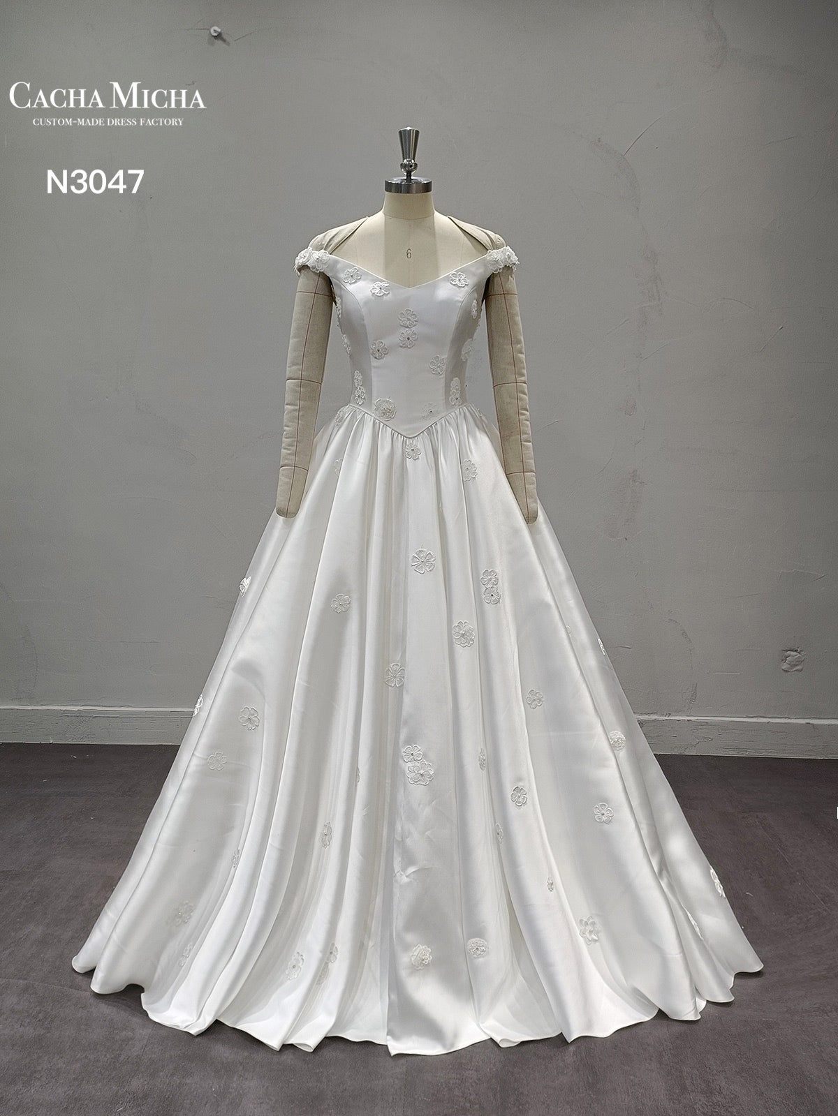 Off Shoulder Mikado A Line Wedding Dress N3047