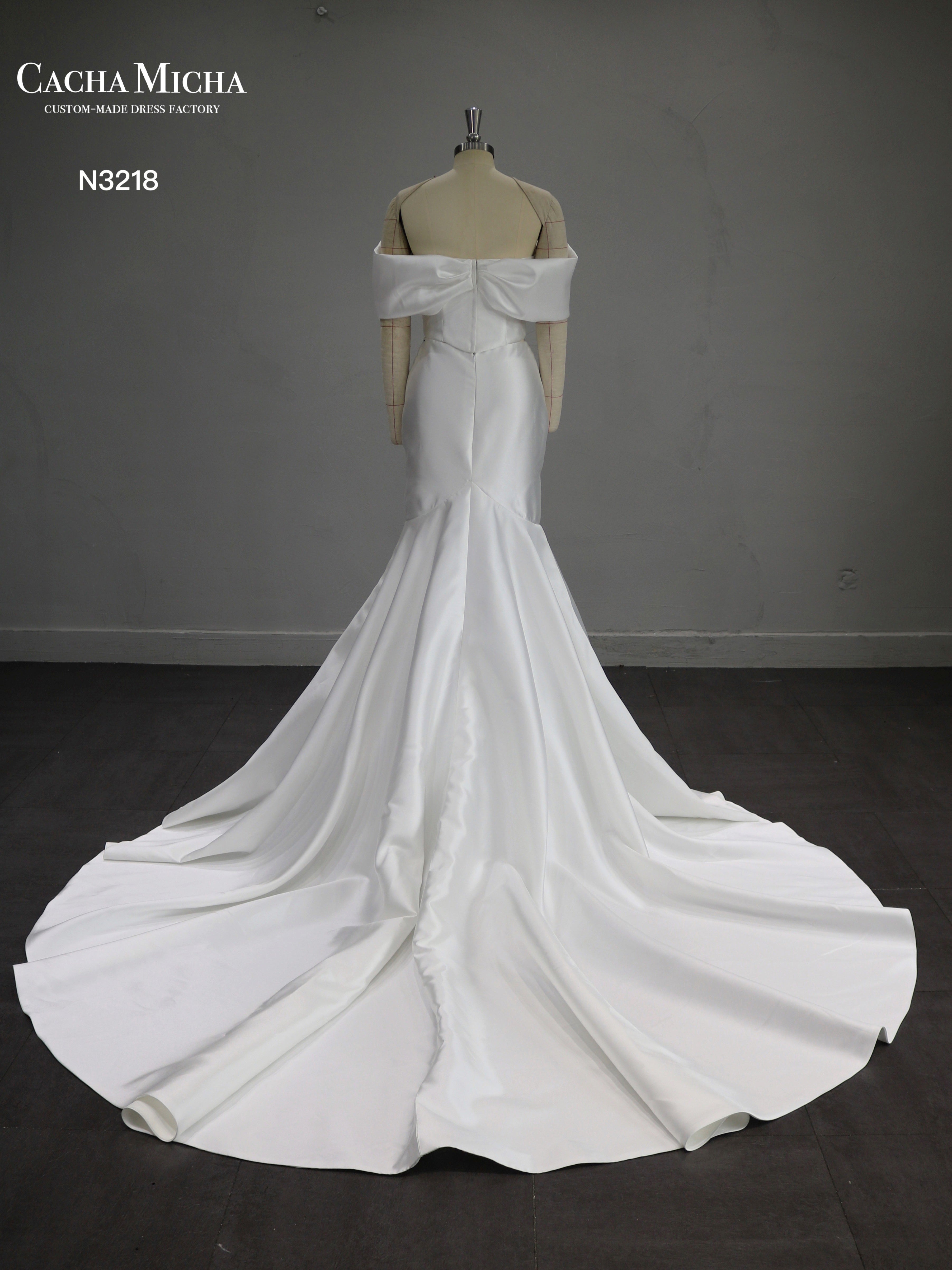 High Quality Mikado Wedding Dress With Over Skirt N3218