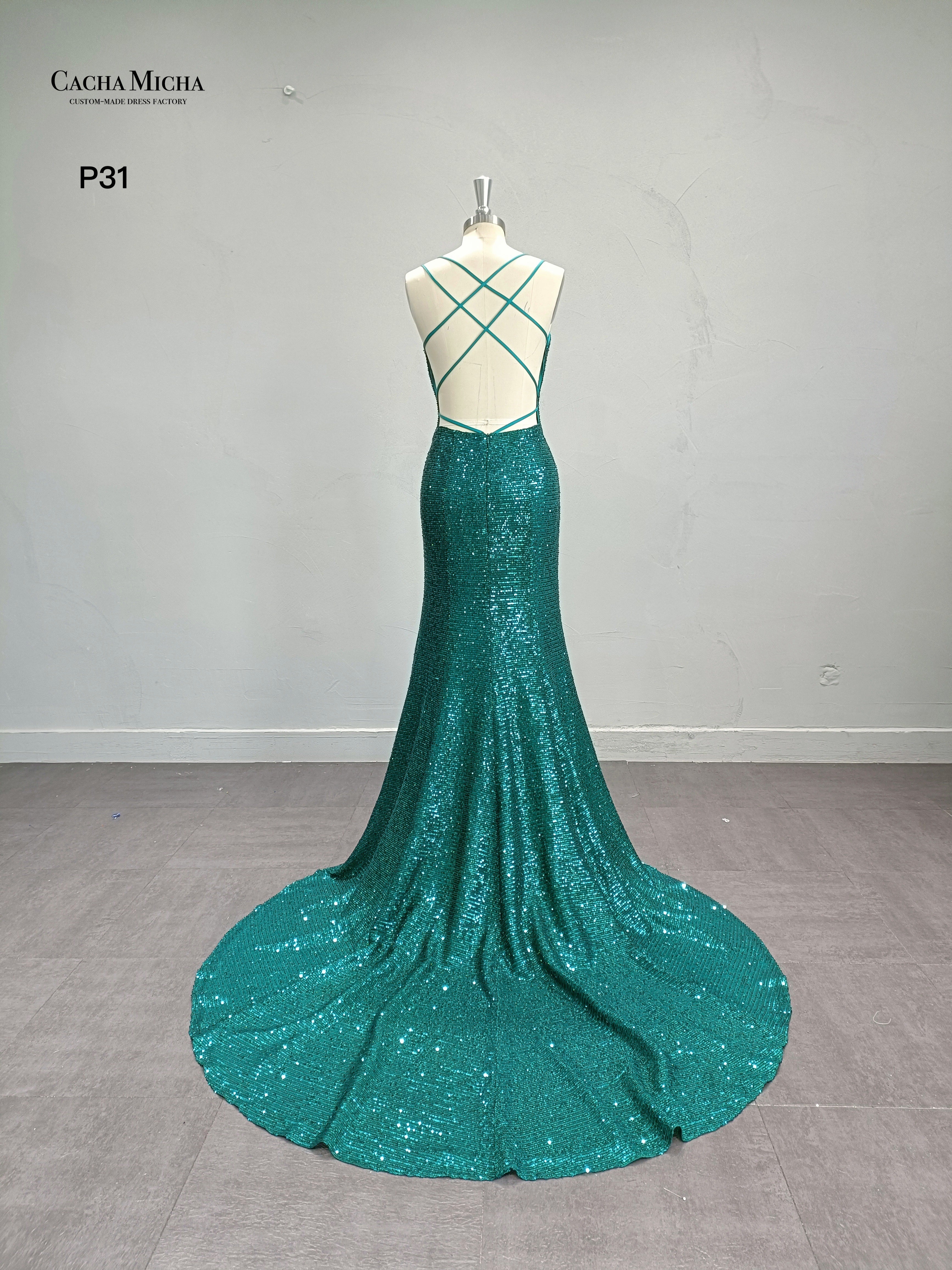 Sexy Side Slit Sequin Mermaid Evening Dress P31