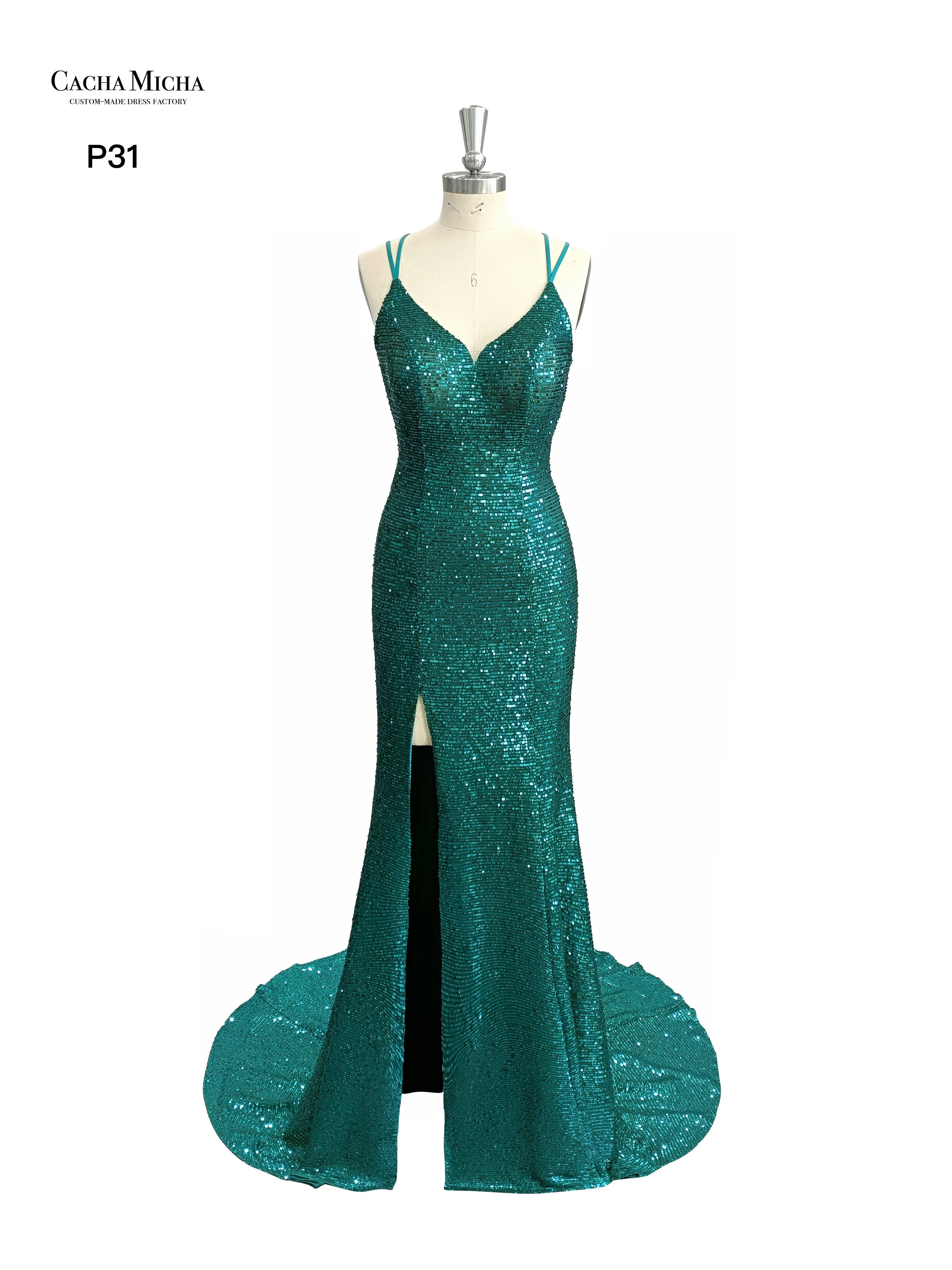 Sexy Side Slit Sequin Mermaid Evening Dress P31