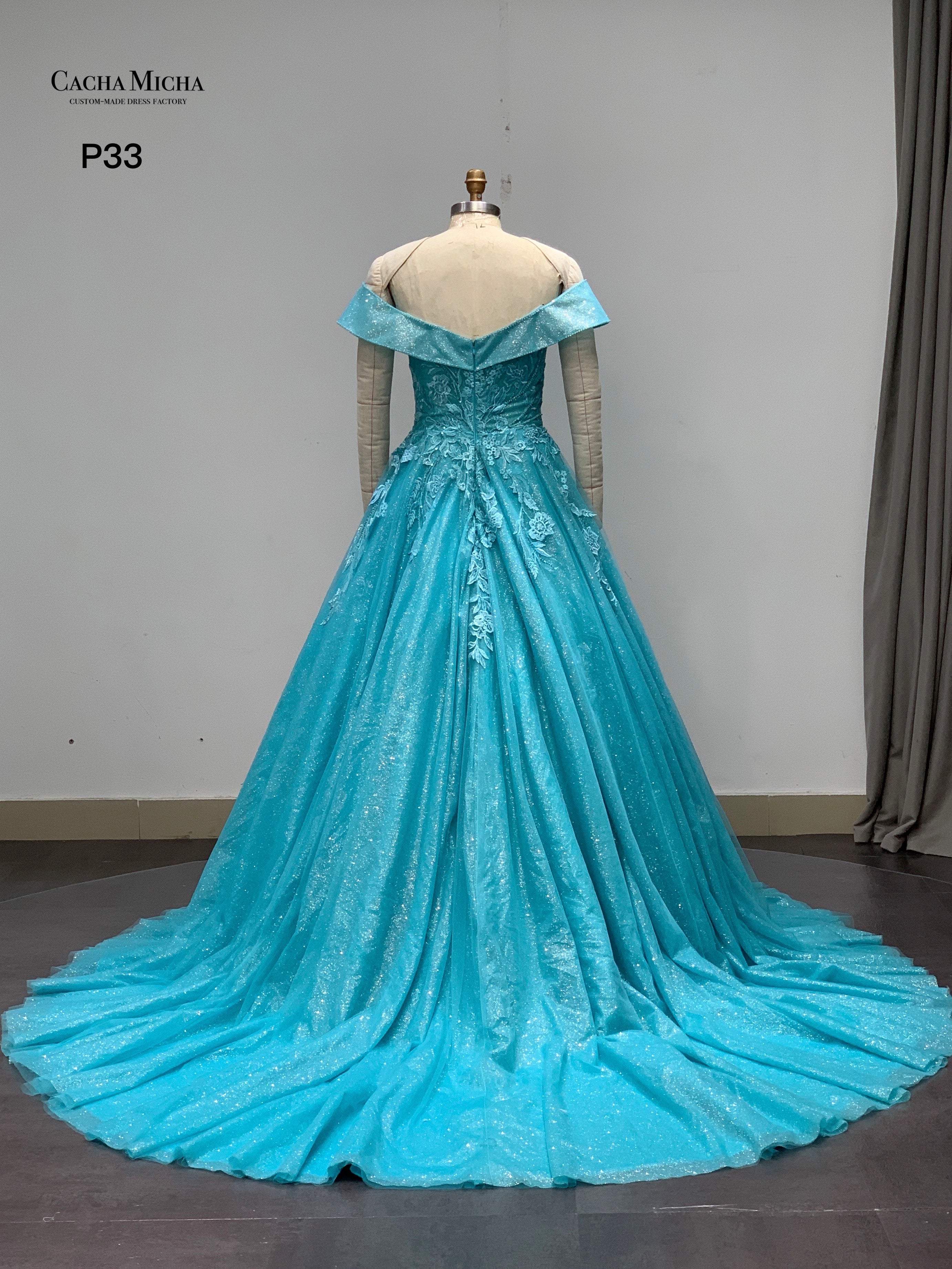 Off Shoulder Glitter A Line Prom Dress P33