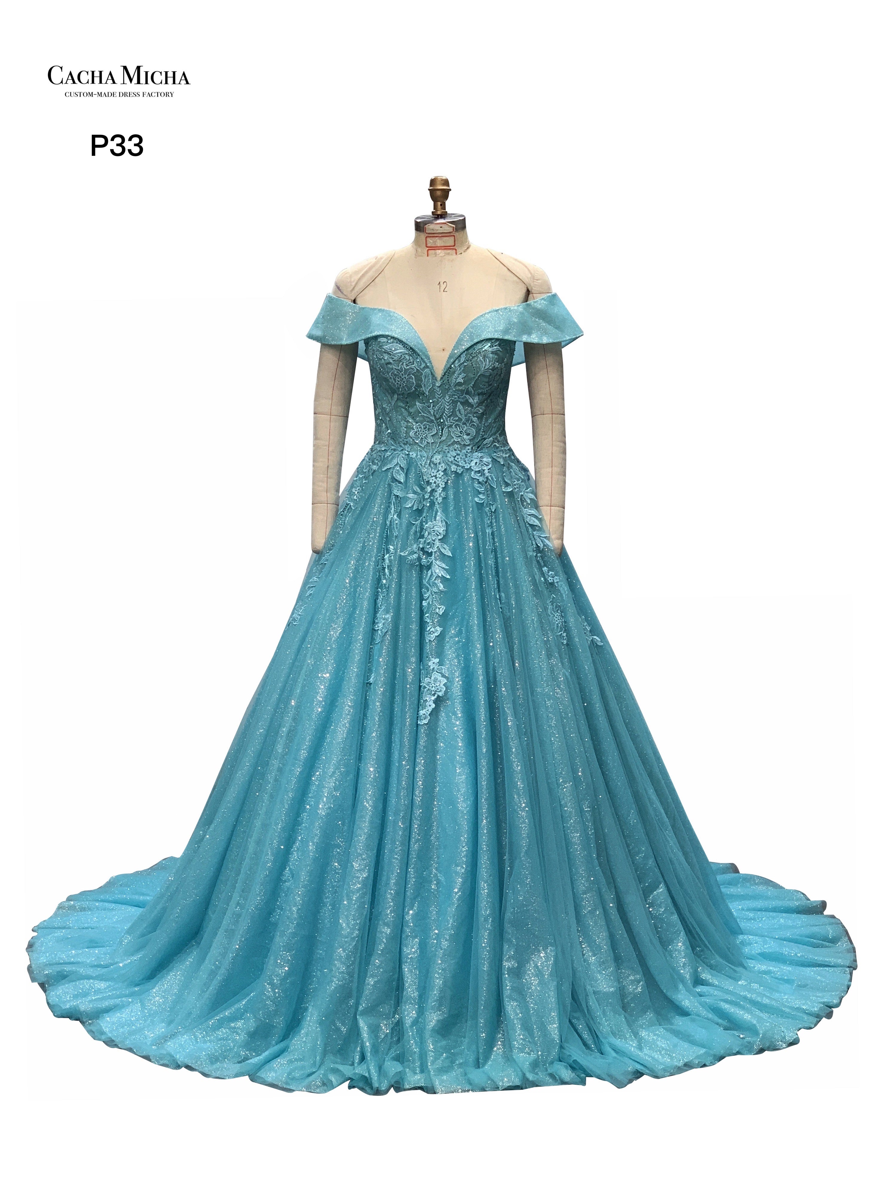 Off Shoulder Glitter A Line Prom Dress P33