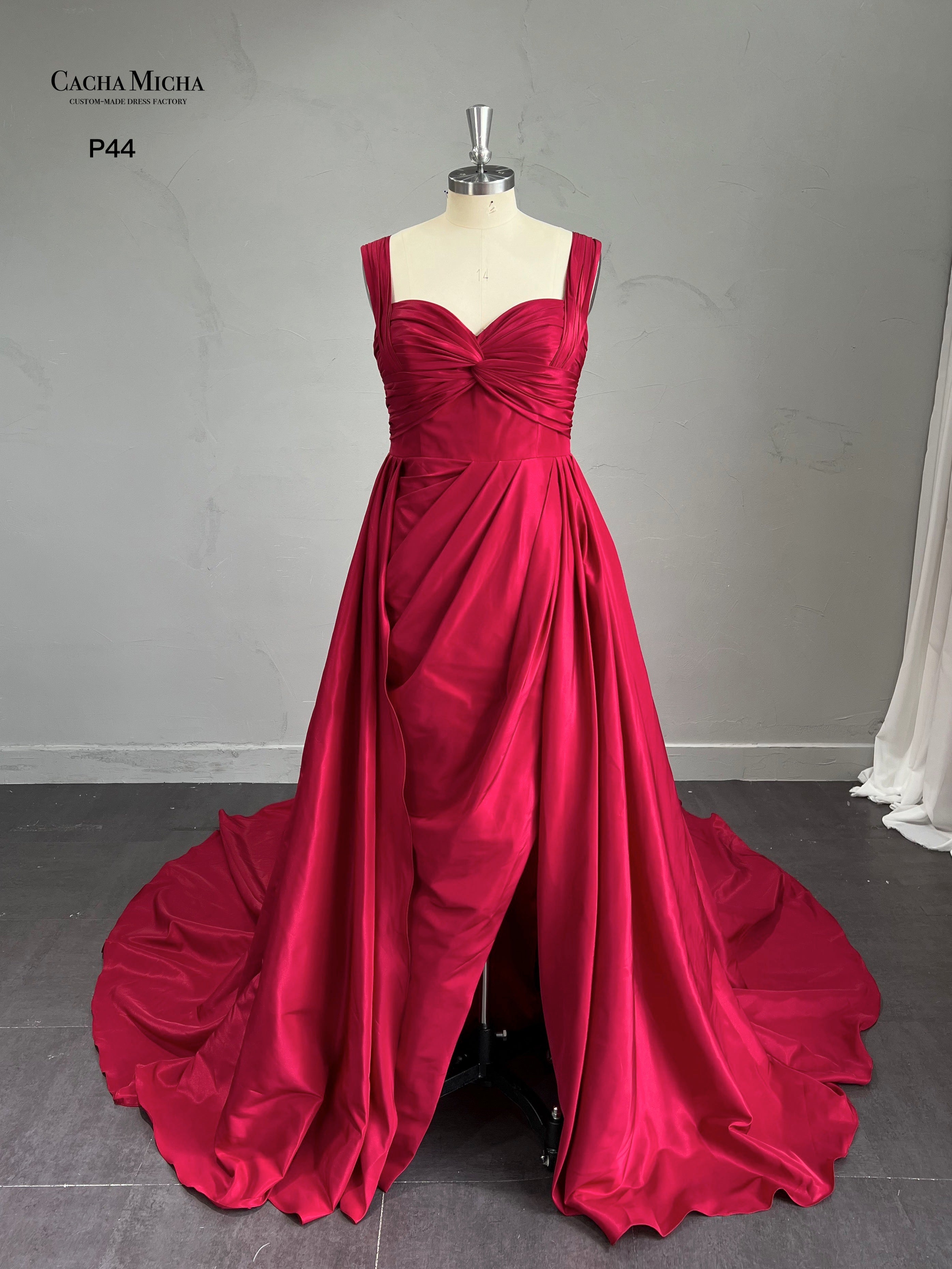 Long Train Burgundy Red Prom Dress P44