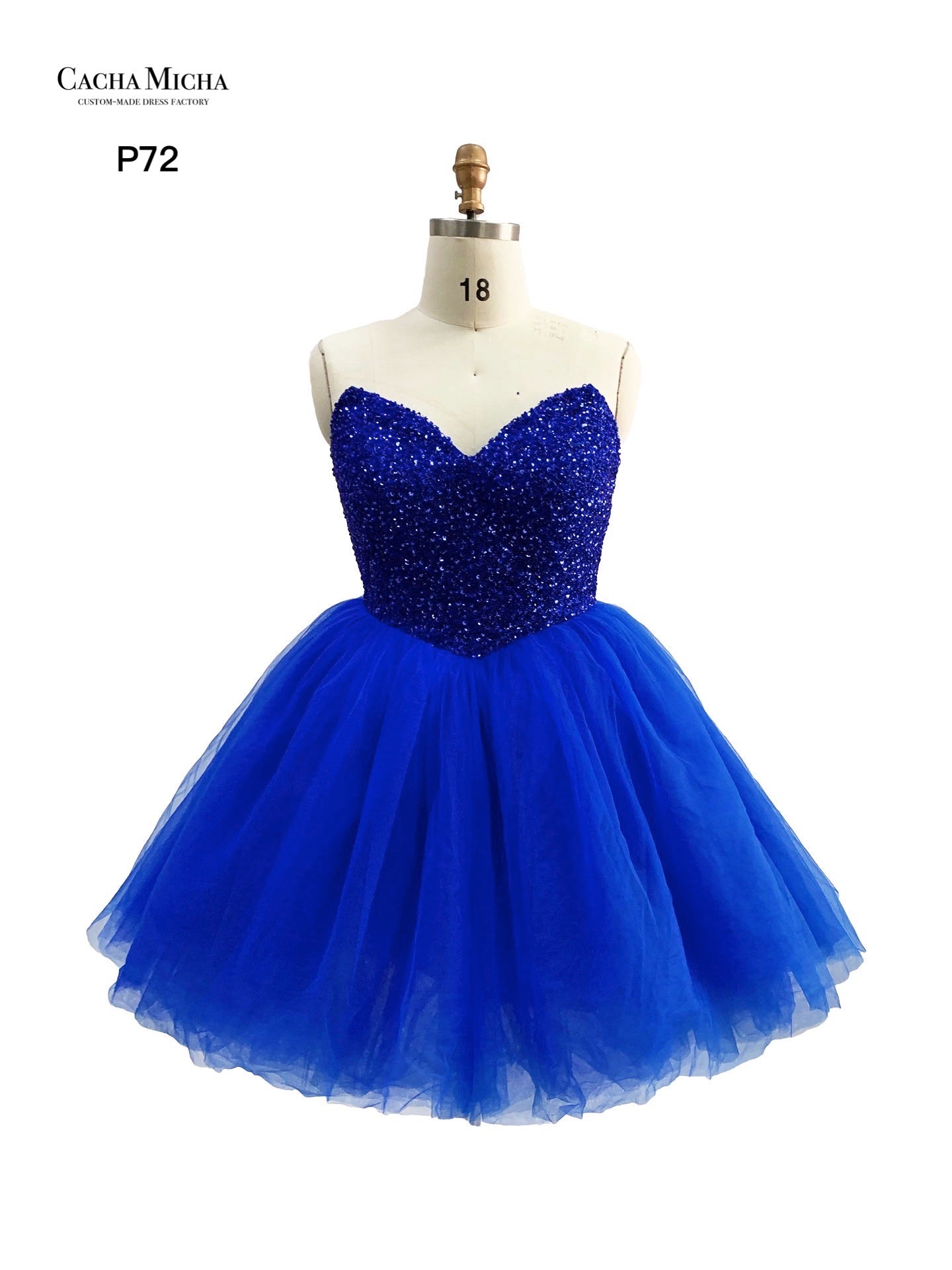 Heavy Beaded Royal Blue Prom Dress P72