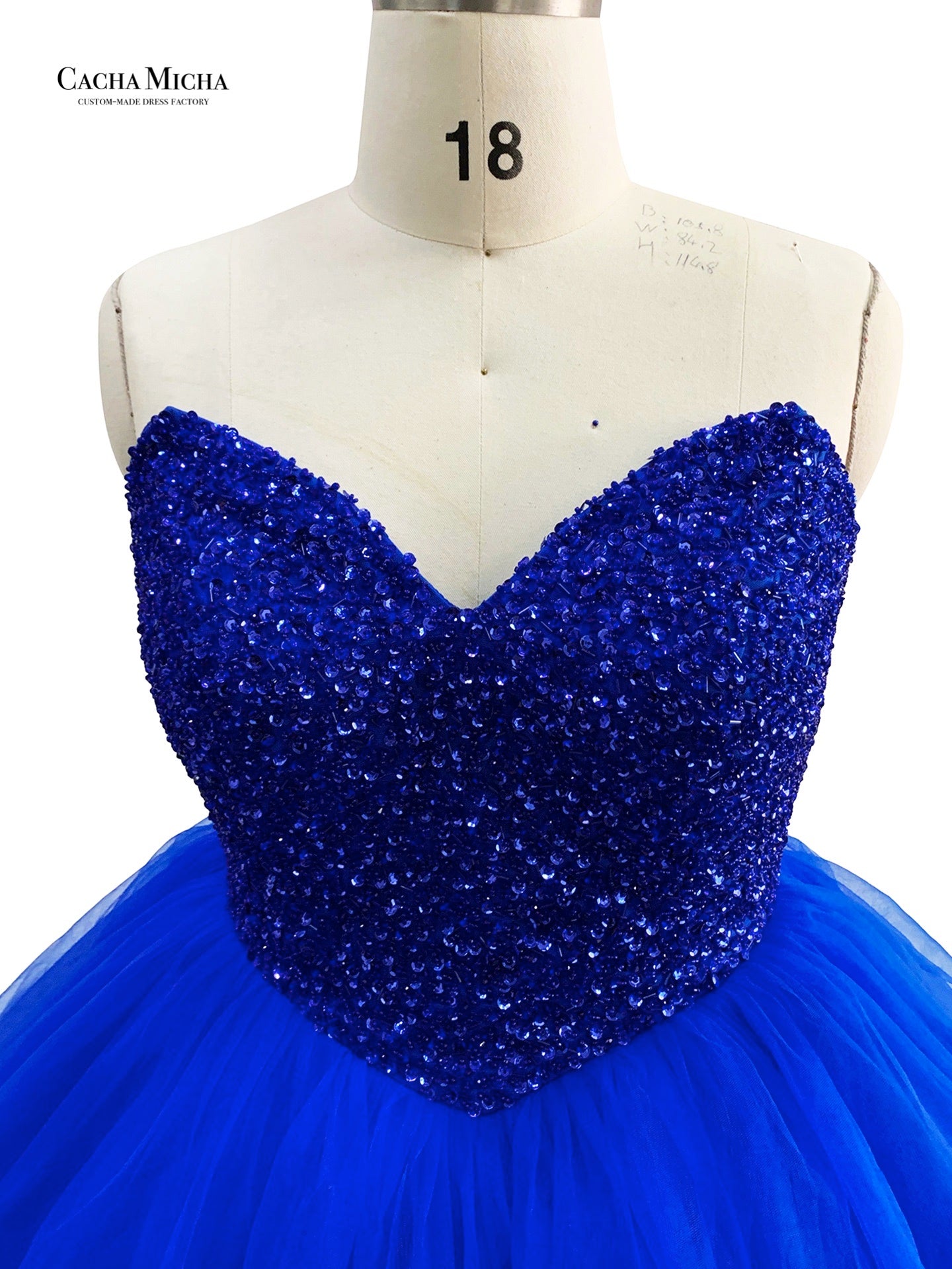 Heavy Beaded Royal Blue Prom Dress P72