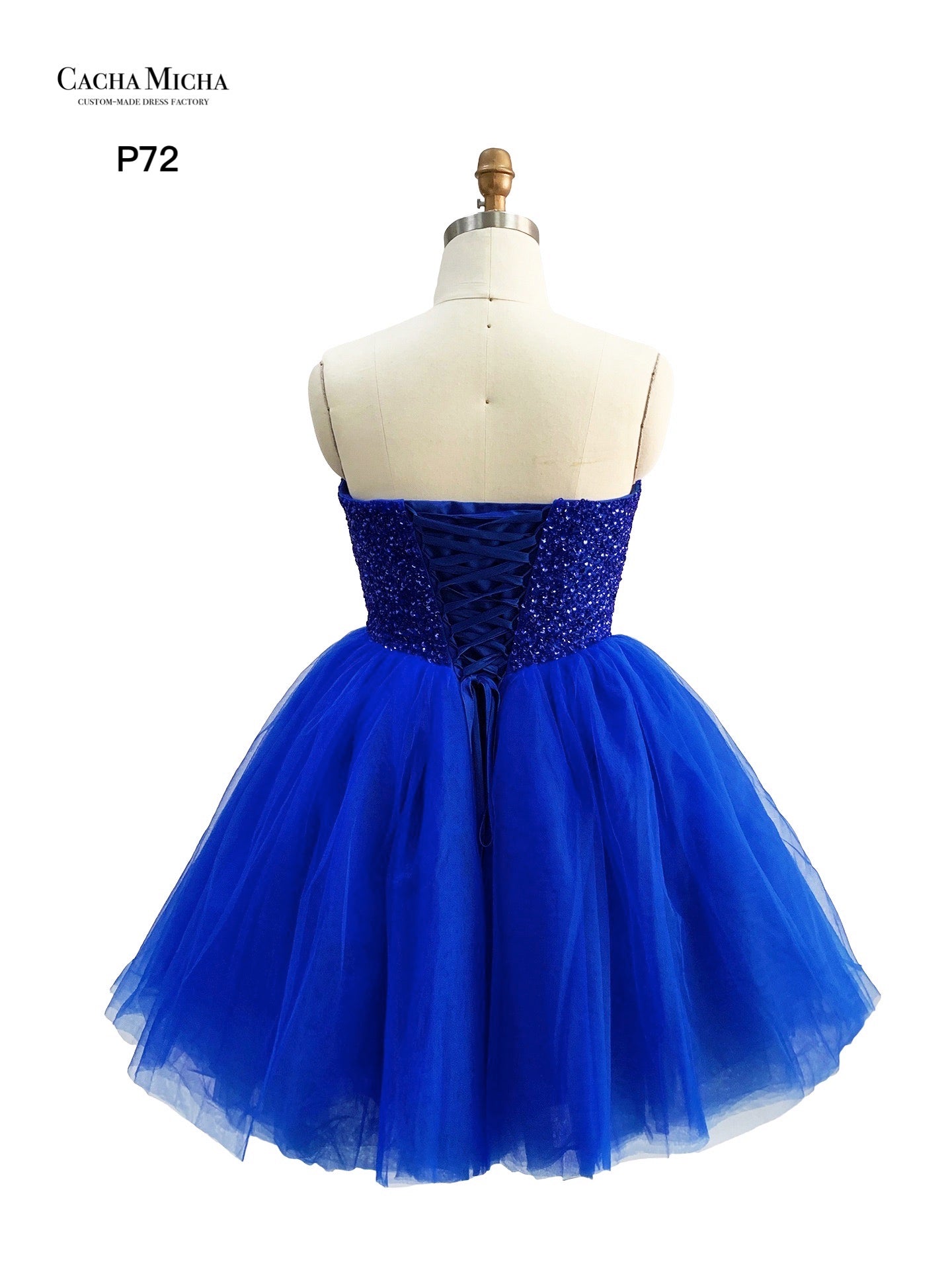 Heavy Beaded Royal Blue Prom Dress P72
