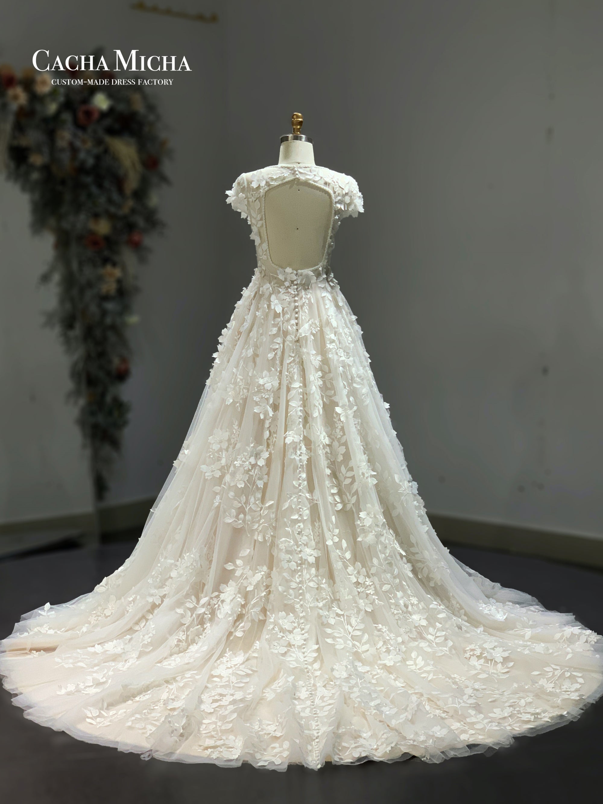 gorgeous 3d flowers lace wedding gown 211255