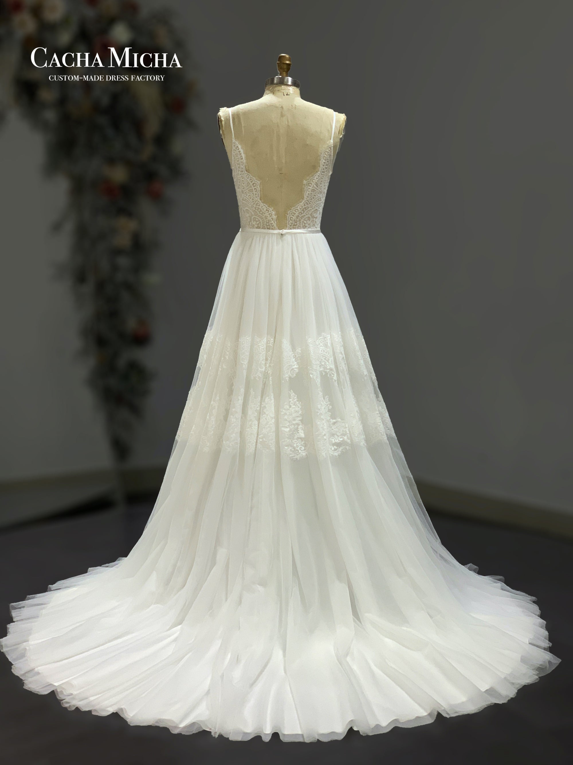 romantic lace a line bohemia wedding dress 211243