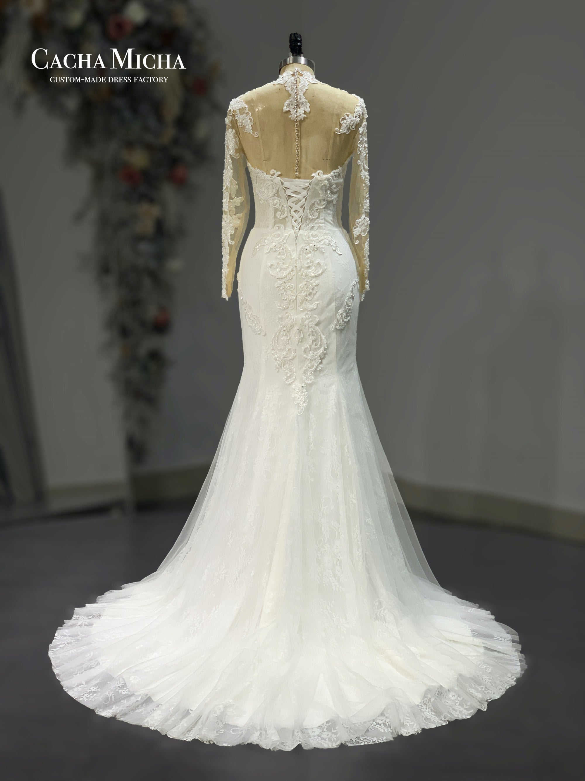 Ready to Ship 2 Pieces Beaded Lace Mermaid Wedding Dress R3563