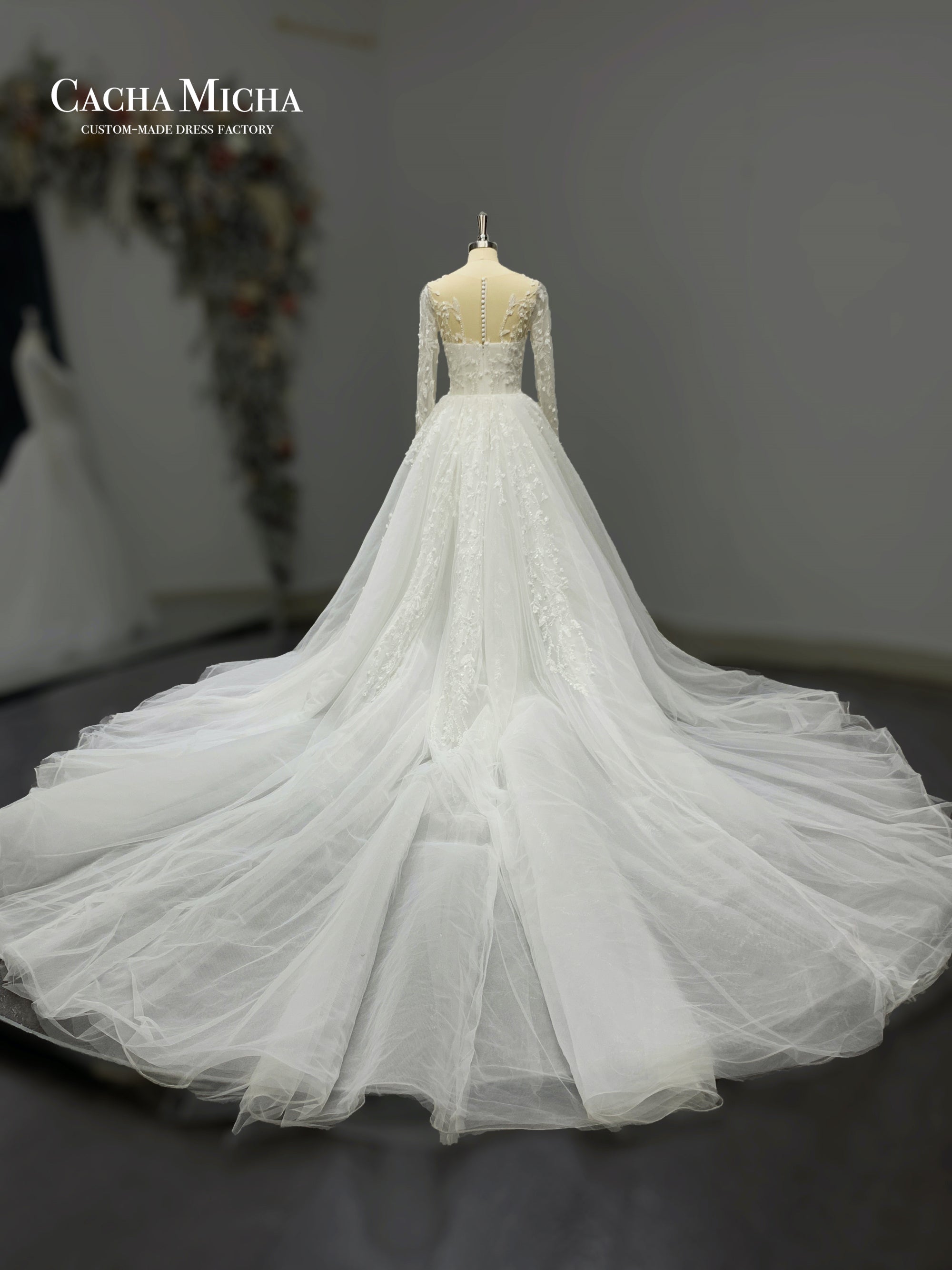 detachable long train heavy beaded mermaid bridal dress 211256