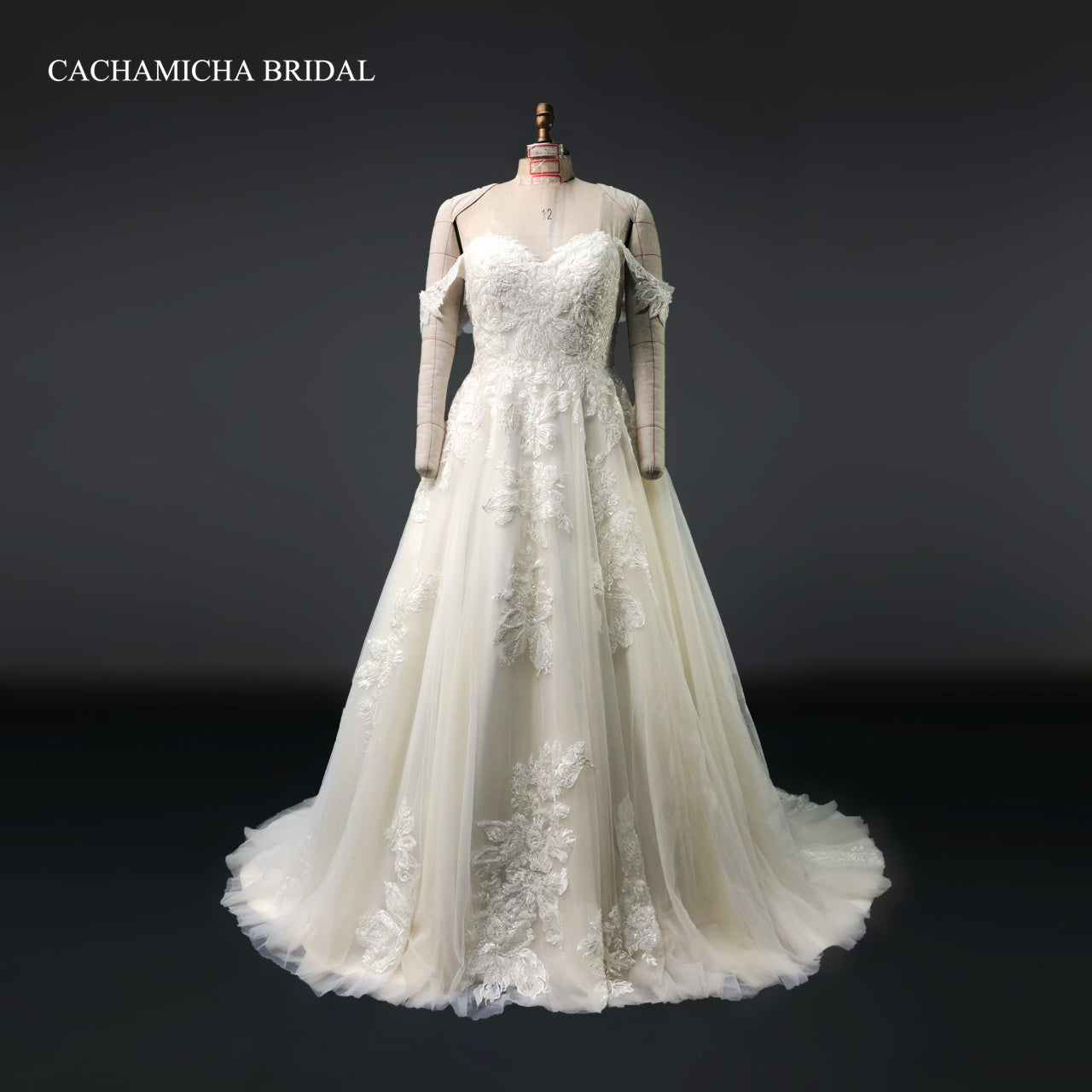 off shoulder heavy beaded lace wedding dress 8193