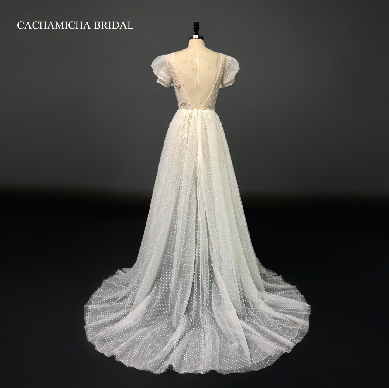 puff sleeves dotted bohemia bridal dress 9635