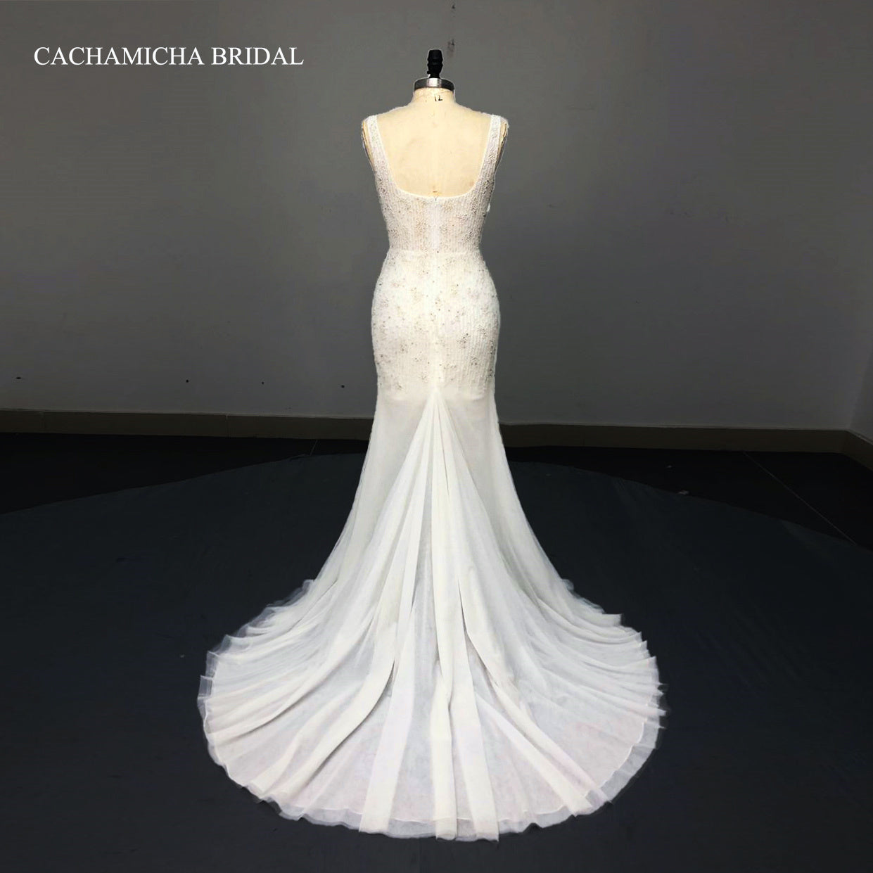 side slit heavy beaded mermaid bridal dress 1044