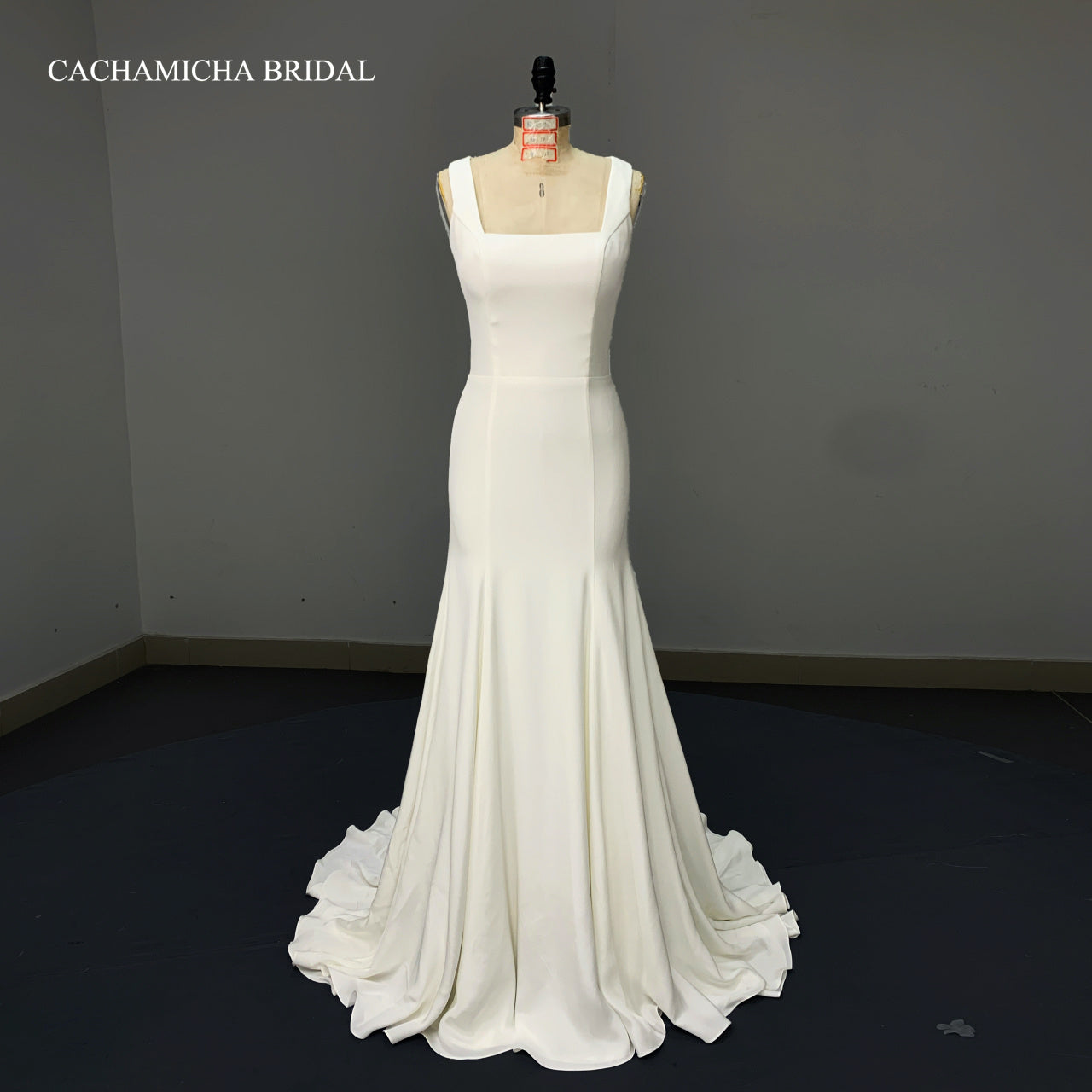 Sexy Backless Crepe Mermaid Wedding Dress 1236