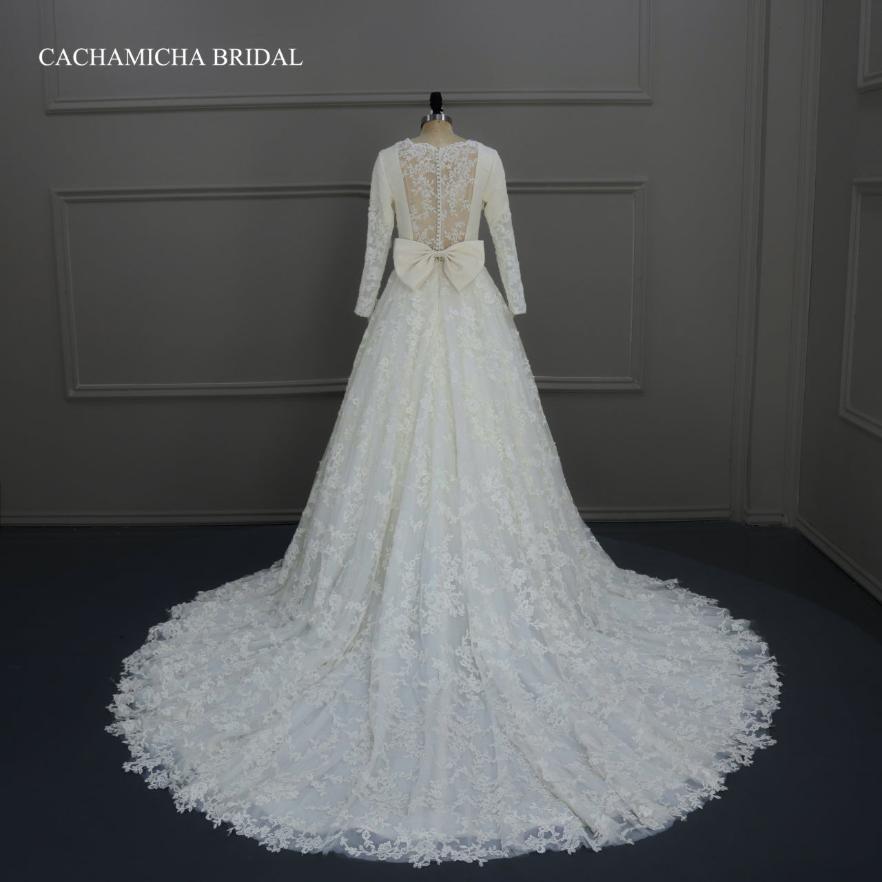 Elegant Satin Top Lace Ball Gown Wedding Gown C9369