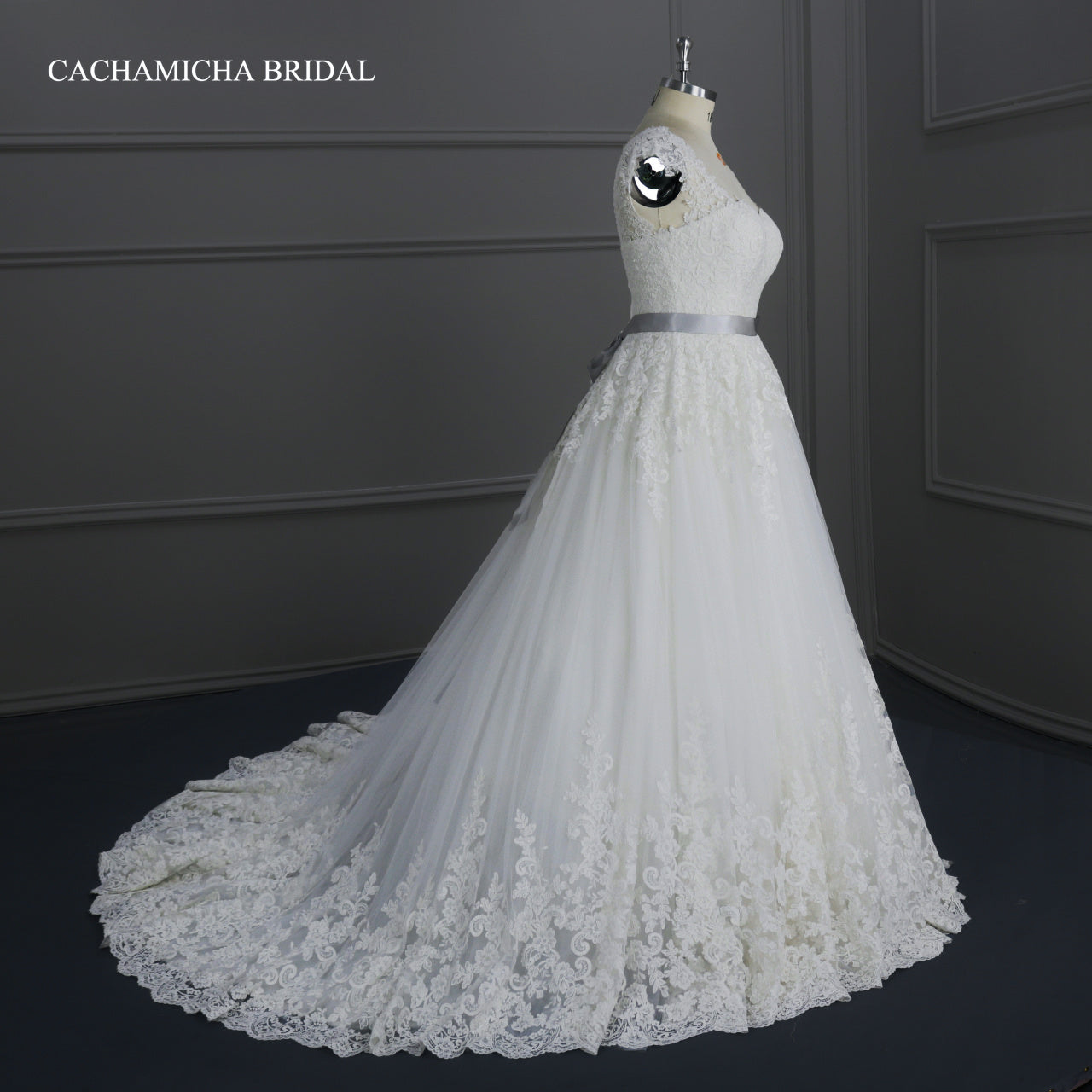 Corded Lace A Line Wedding Gown C9859