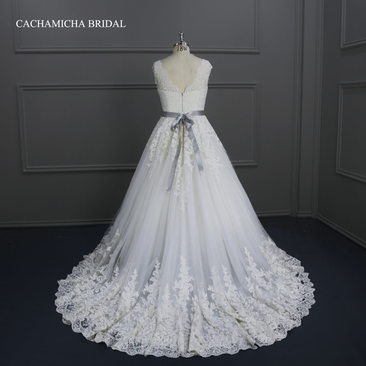 Corded Lace A Line Wedding Gown C9859