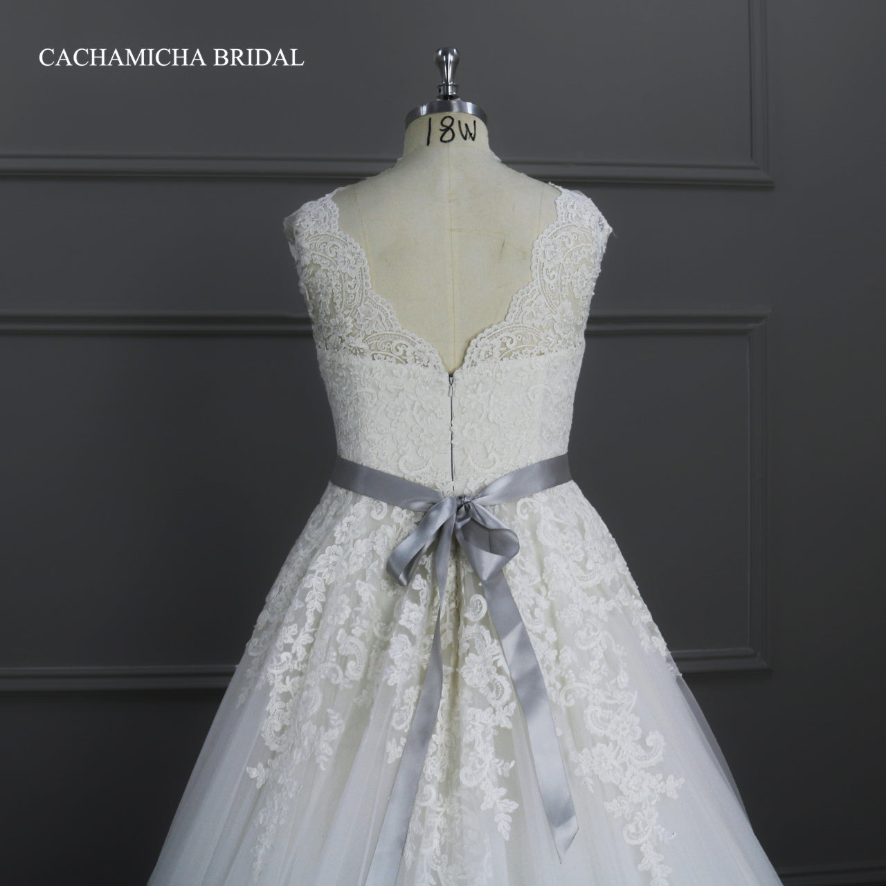 Corded Lace A Line Wedding Gown C9859
