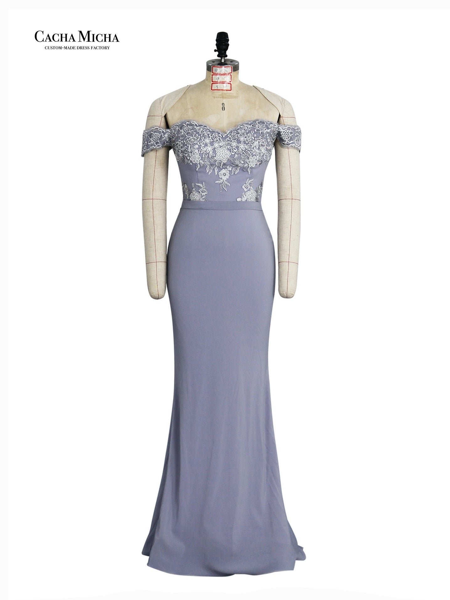 off the shoulder lace mermaid bridesmaid dress DB01