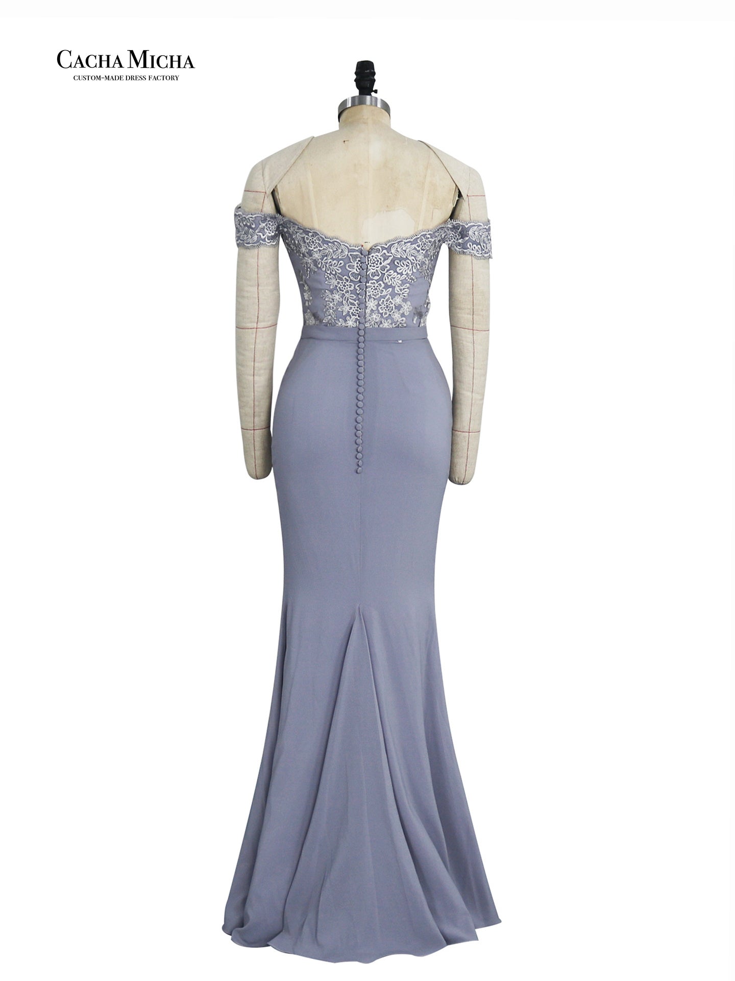 off the shoulder lace mermaid bridesmaid dress DB01