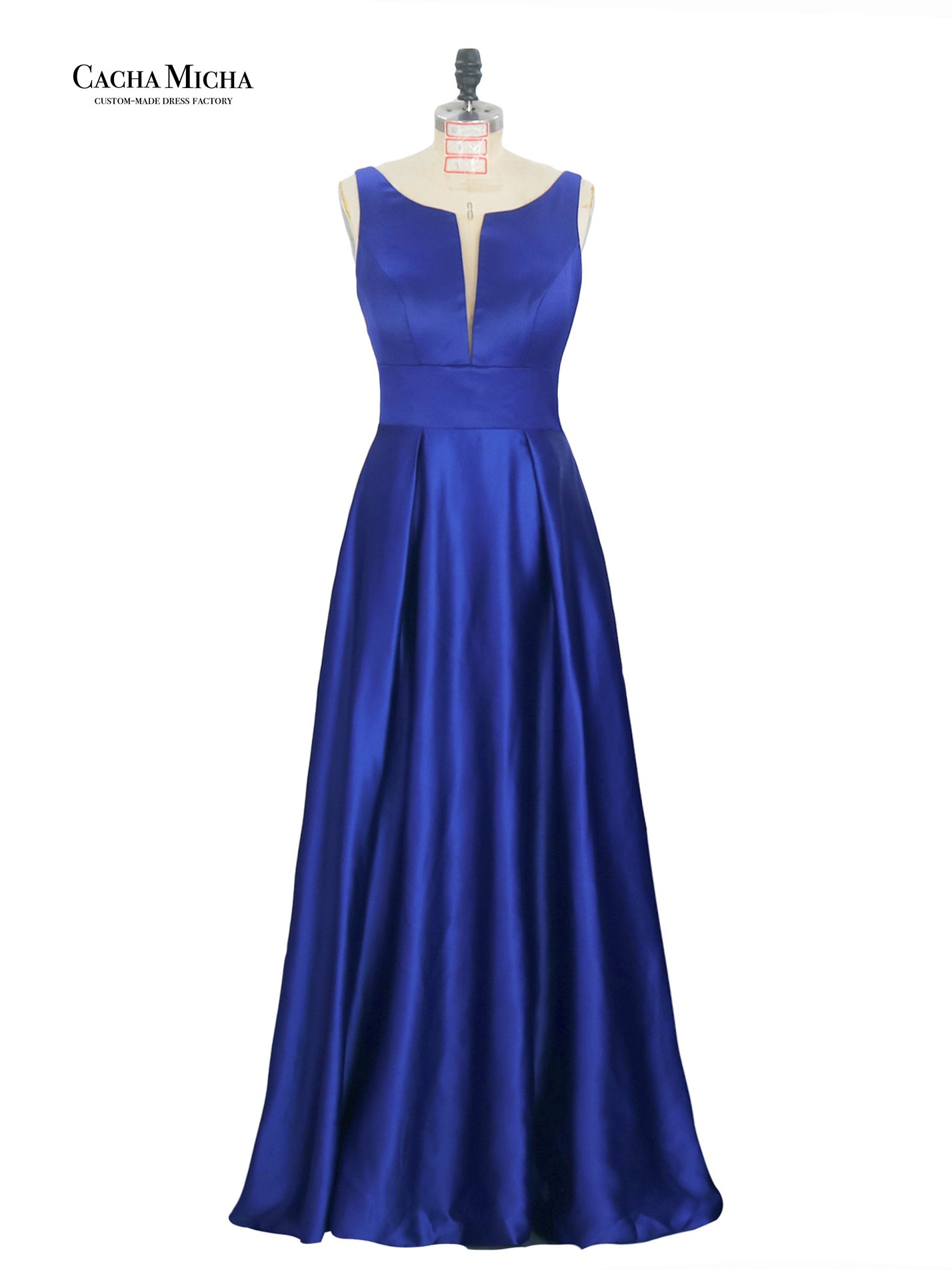 boat neck royal blue bridesmaid dress DB05