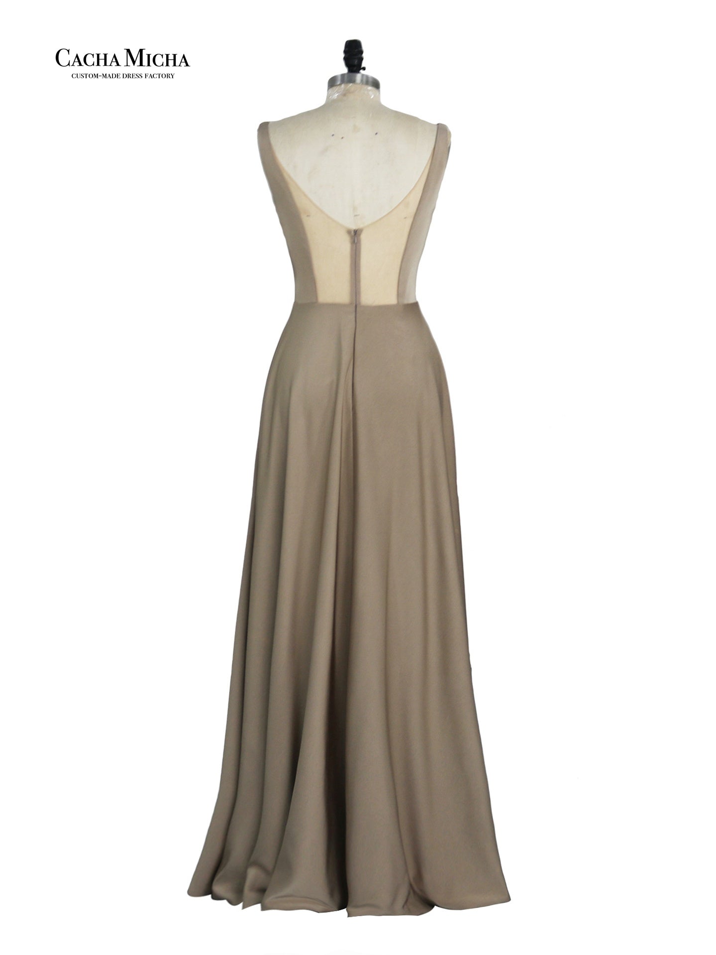 Illusion back maroon color bridesmaid dress DB10