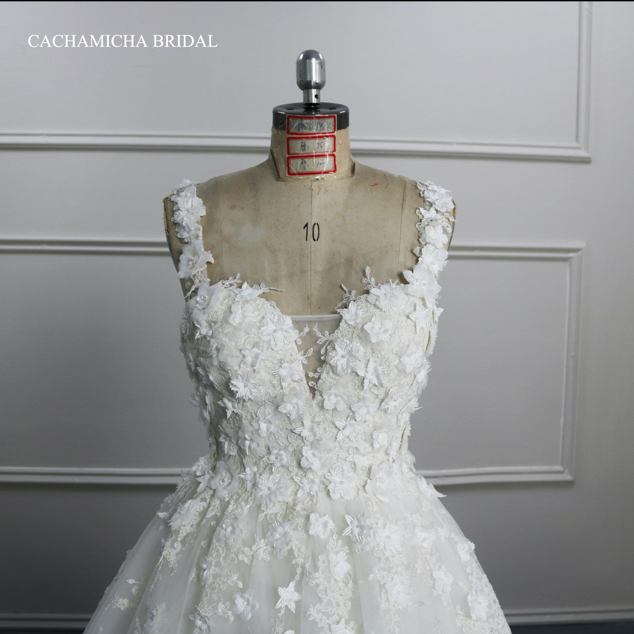 French Lace Handmade Flower Ball Gown Wedding Dress DW09
