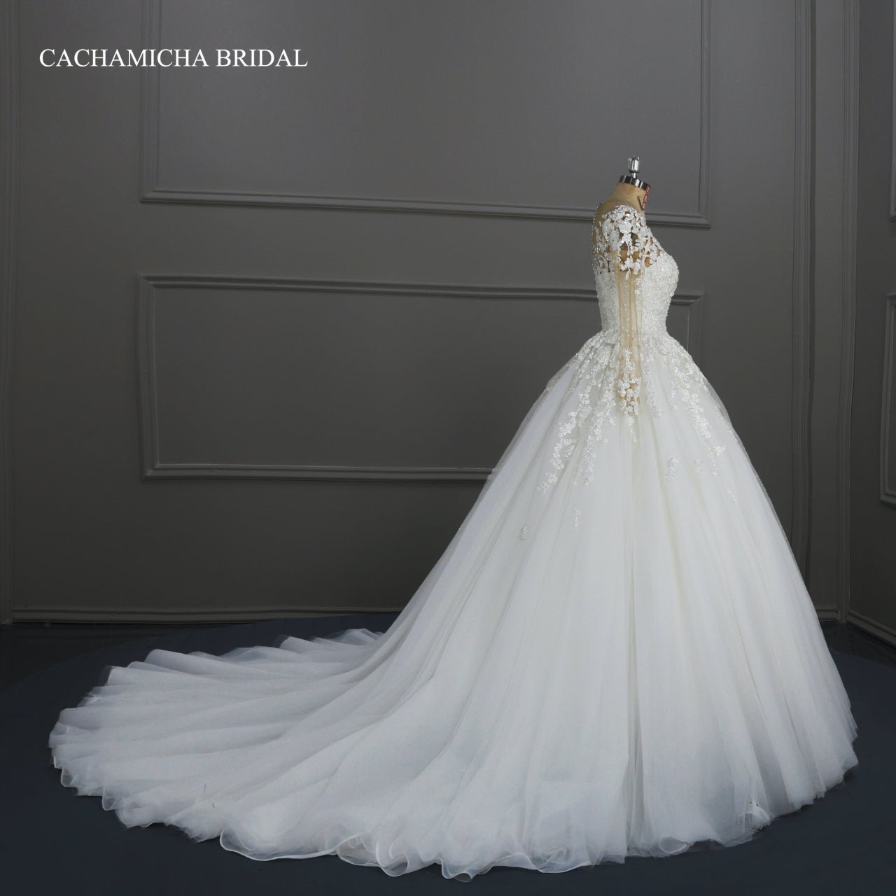 Stunning Crystal Heavy Beaded Long Sleeves Wedding Gown DW10