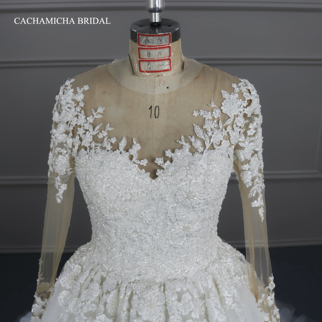 Stunning Crystal Heavy Beaded Long Sleeves Wedding Gown DW10
